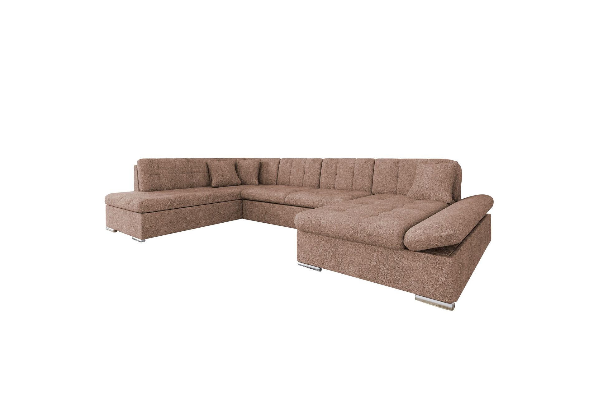 Zumar B&auml;ddsoffa med Divan och Sch&auml;slong 4-sits i Boucl&eacute; - Rosa