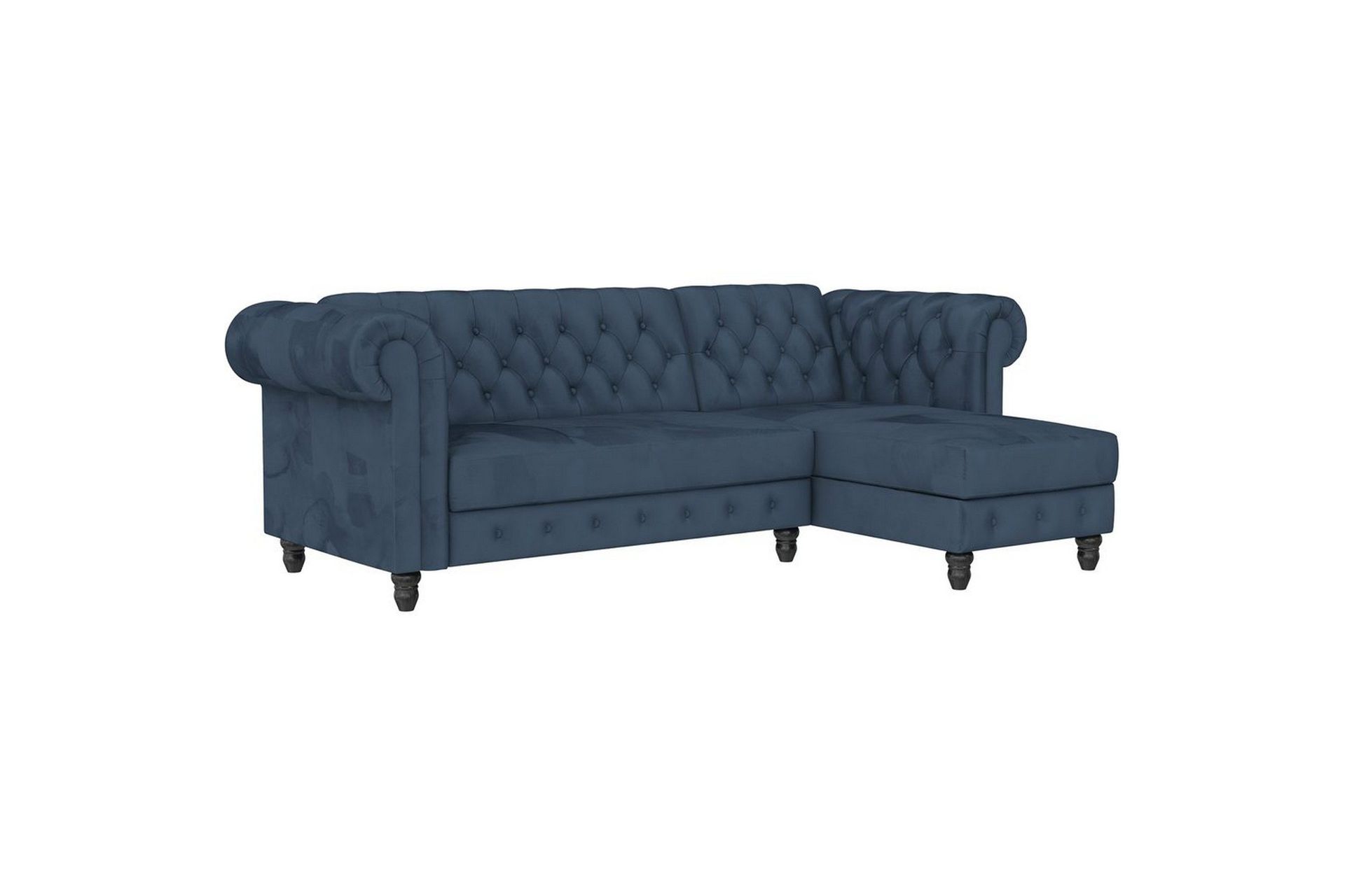 Bäddsoffa Felix 241x154x83 cm, Blå, Sammet/Trä/Metall - 241x154x83 cm, Blå, Sammet/Trä/Metall