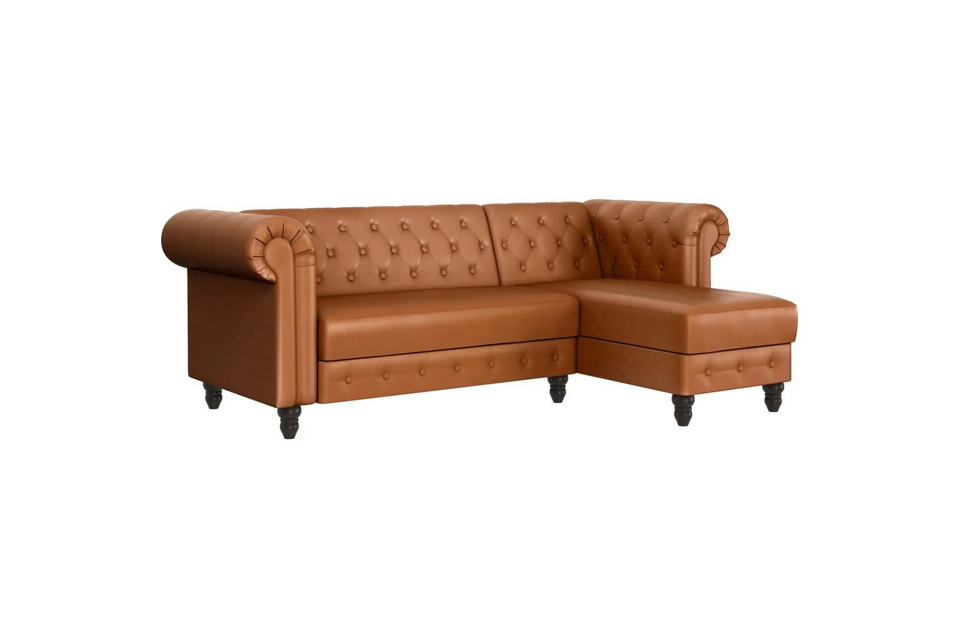 B&auml;ddsoffa Felix 241x154x83 cm, Cognac, PU/tr&auml;/metall - 241x154x83 cm, Cognac, PU/tr&auml;/metall