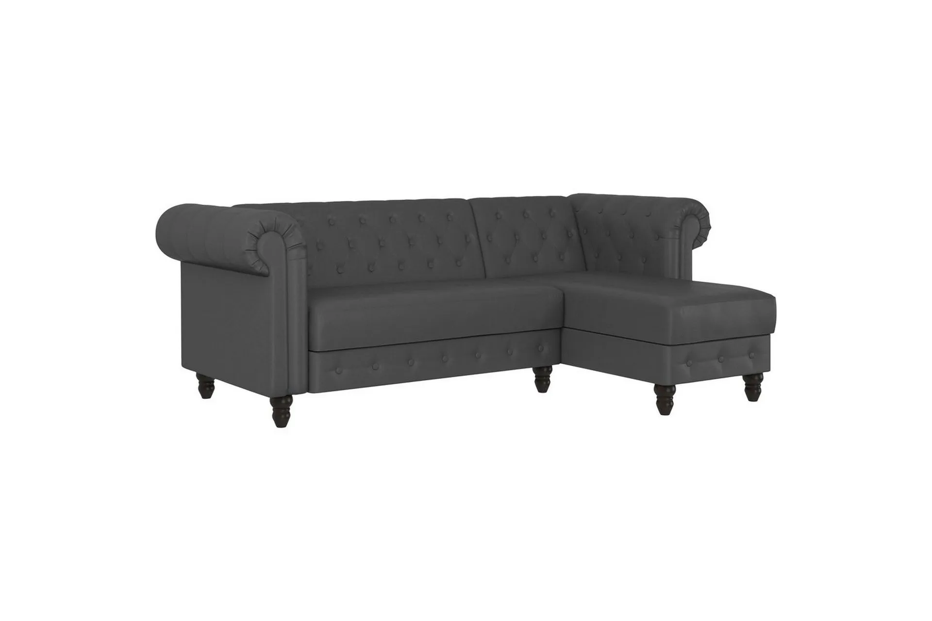 B&auml;ddsoffa Felix 241x154x83 cm, Gr&aring;, PU/tr&auml;/metall - 241x154x83 cm, Gr&aring;, PU/tr&auml;/metall
