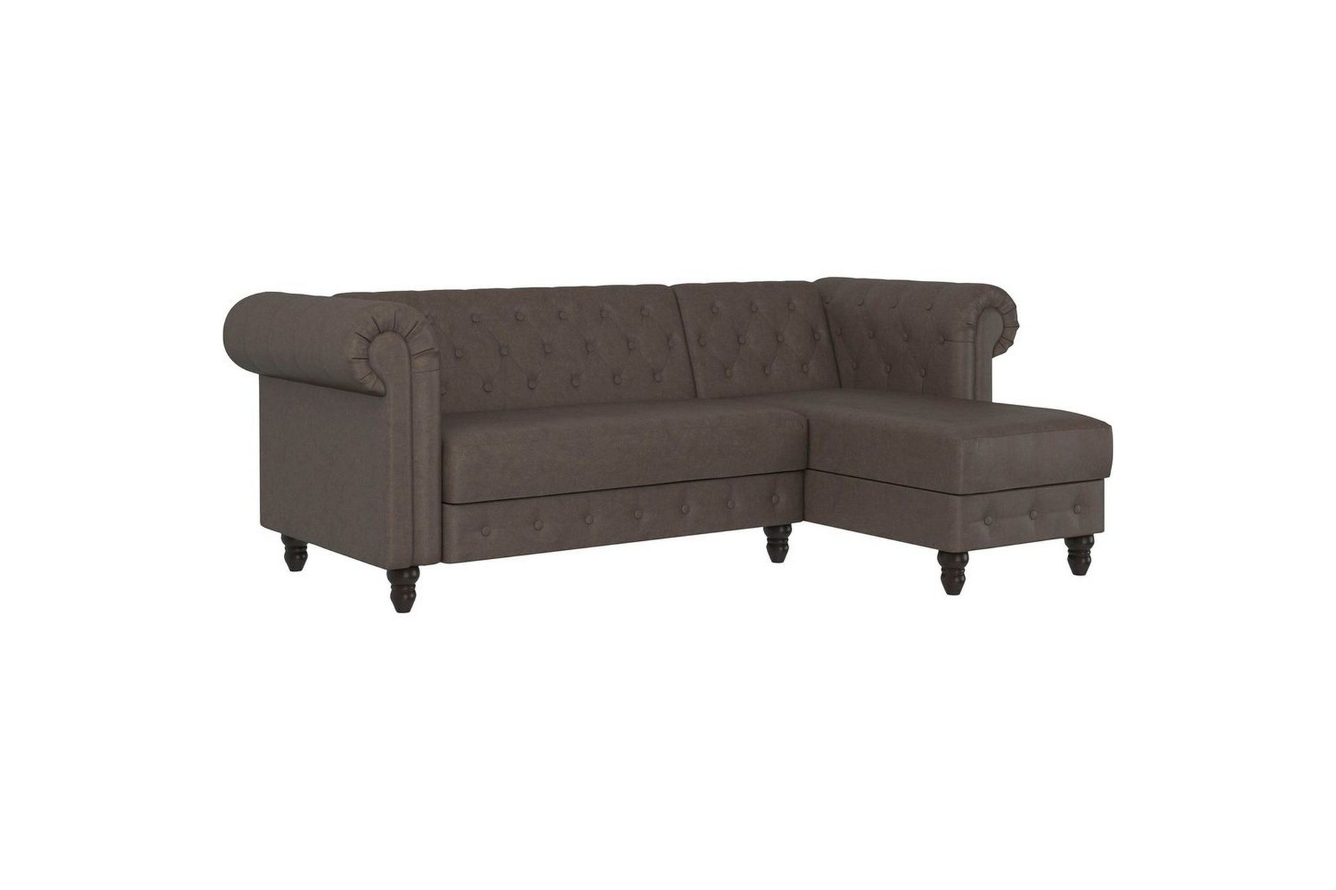 Bäddsoffa Felix 241x154x83 cm, Mörkbrun, Mikrofiber/Trä/Metall - 241x154x83 cm, Mörkbrun, Mikrofiber/Trä/Metall