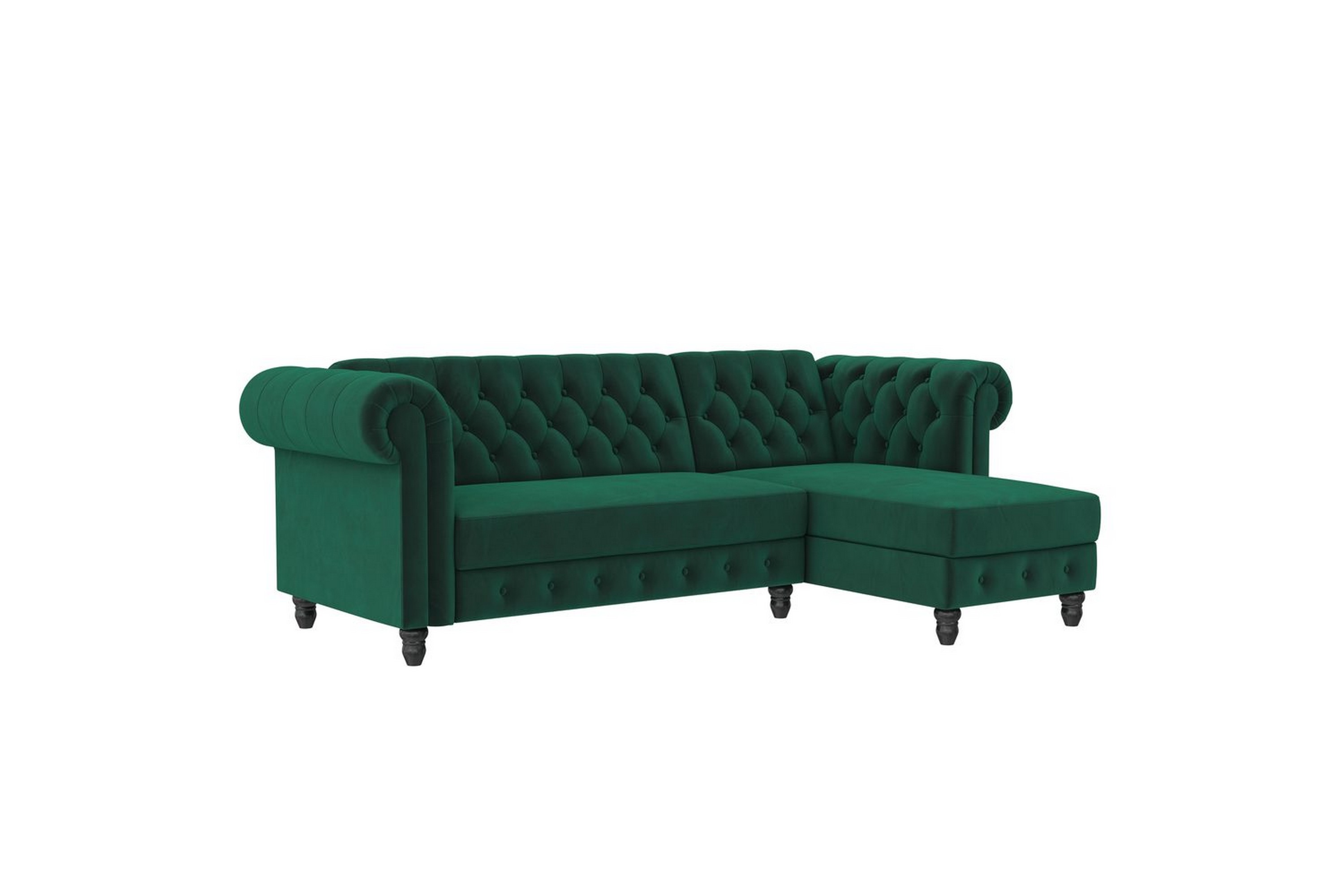 bäddsoffa felix 241x154x83 cm, mörkgrön, sammet - 241x154x83 cm, mörkgrön, sammet