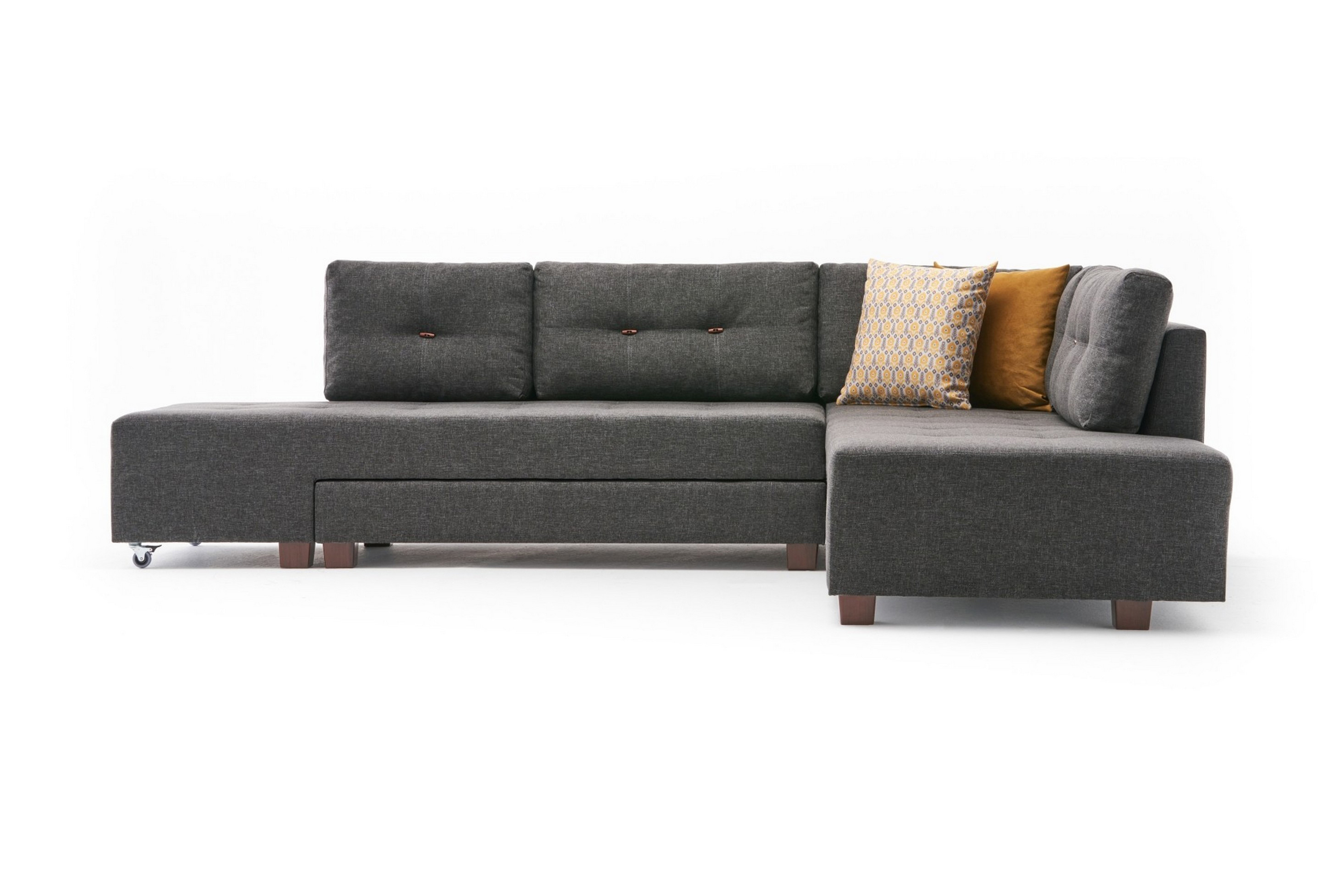 bäddsoffa med schäslong cyprus höger - antracit/svart