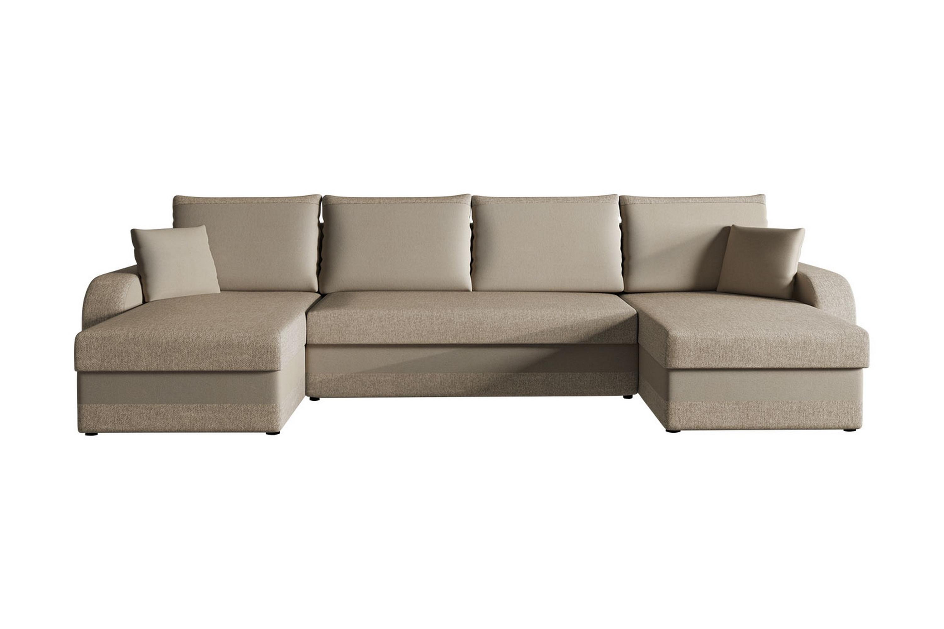 4-sits bäddsoffa med divan nyarp med kuddar - sammet/beige