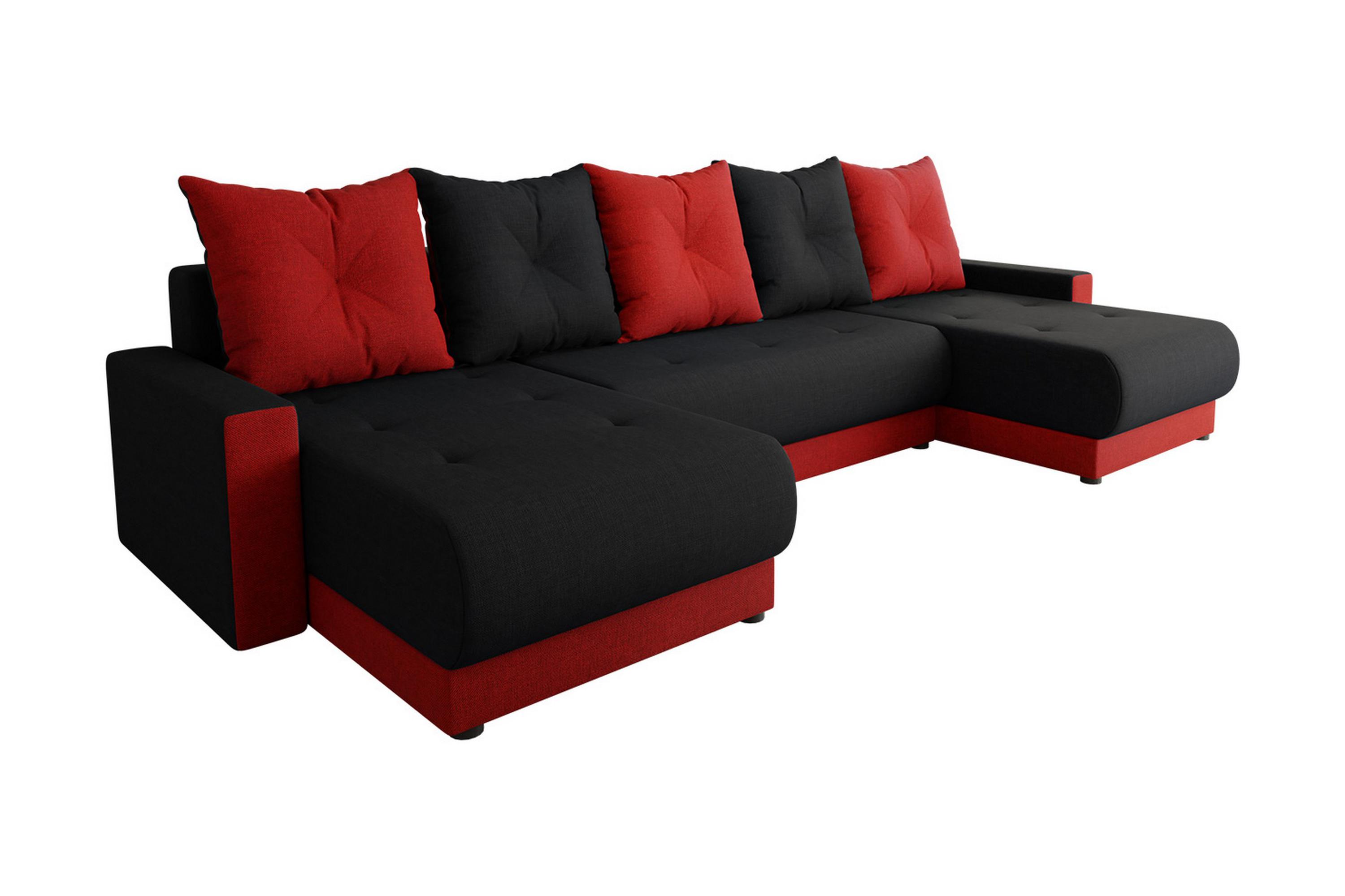 leppil bäddsoffa - svart/röd