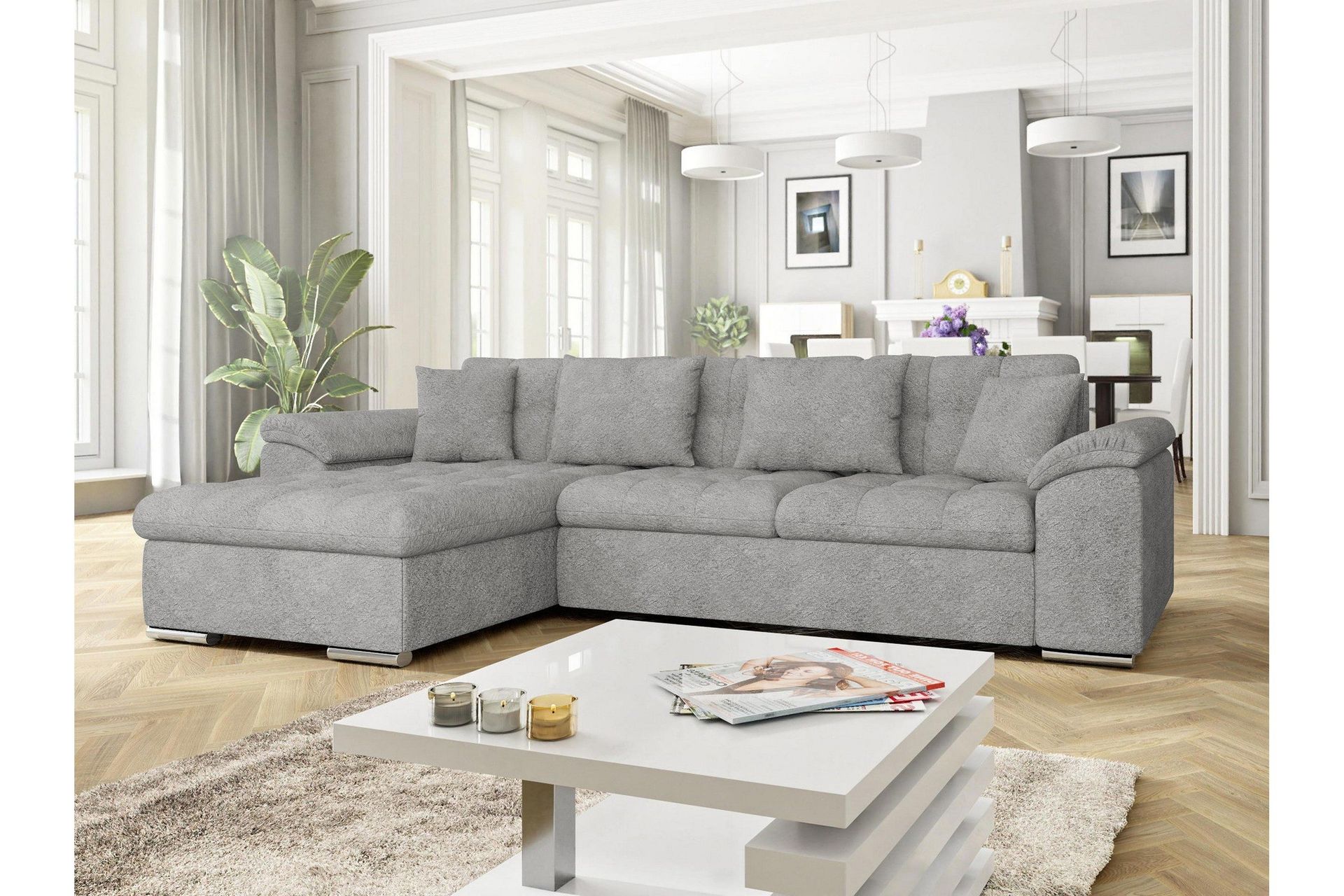 Camior B&auml;ddsoffa m. Divan 3-sits - Vit/Svart