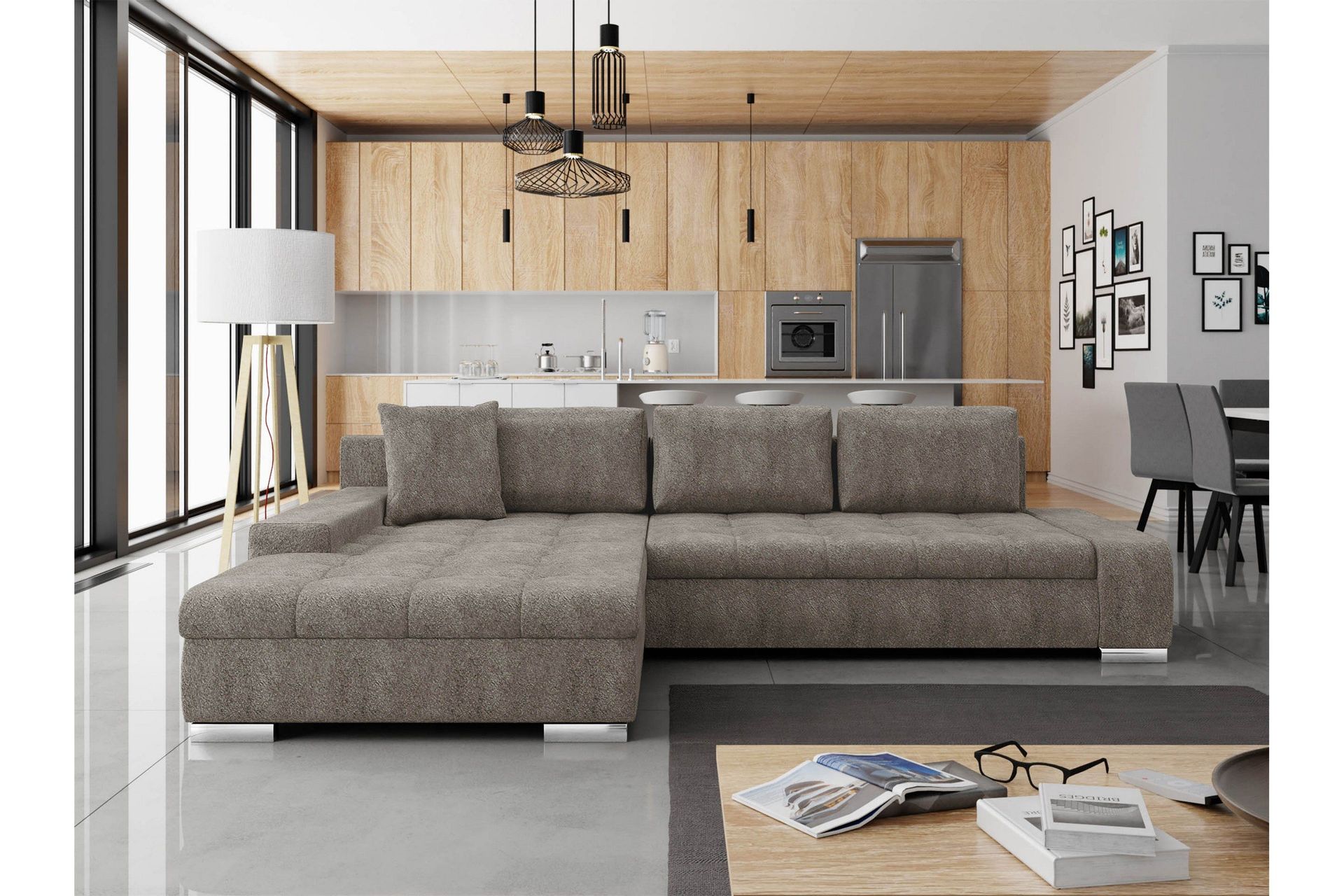 Cerys B&auml;ddsoffa m. Divan 3-sits - Beige