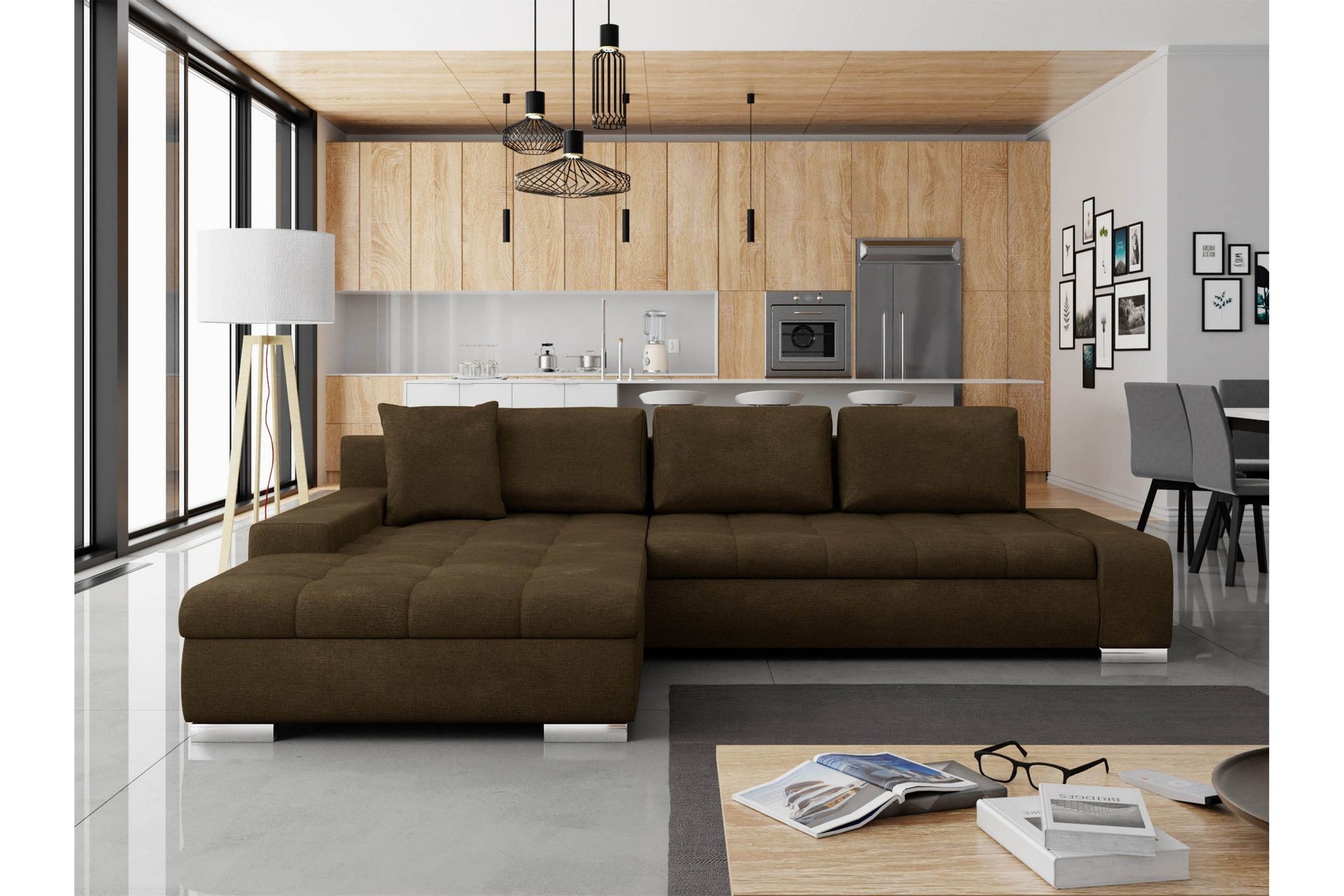 Cerys B&auml;ddsoffa m. Divan 3-sits - Brun