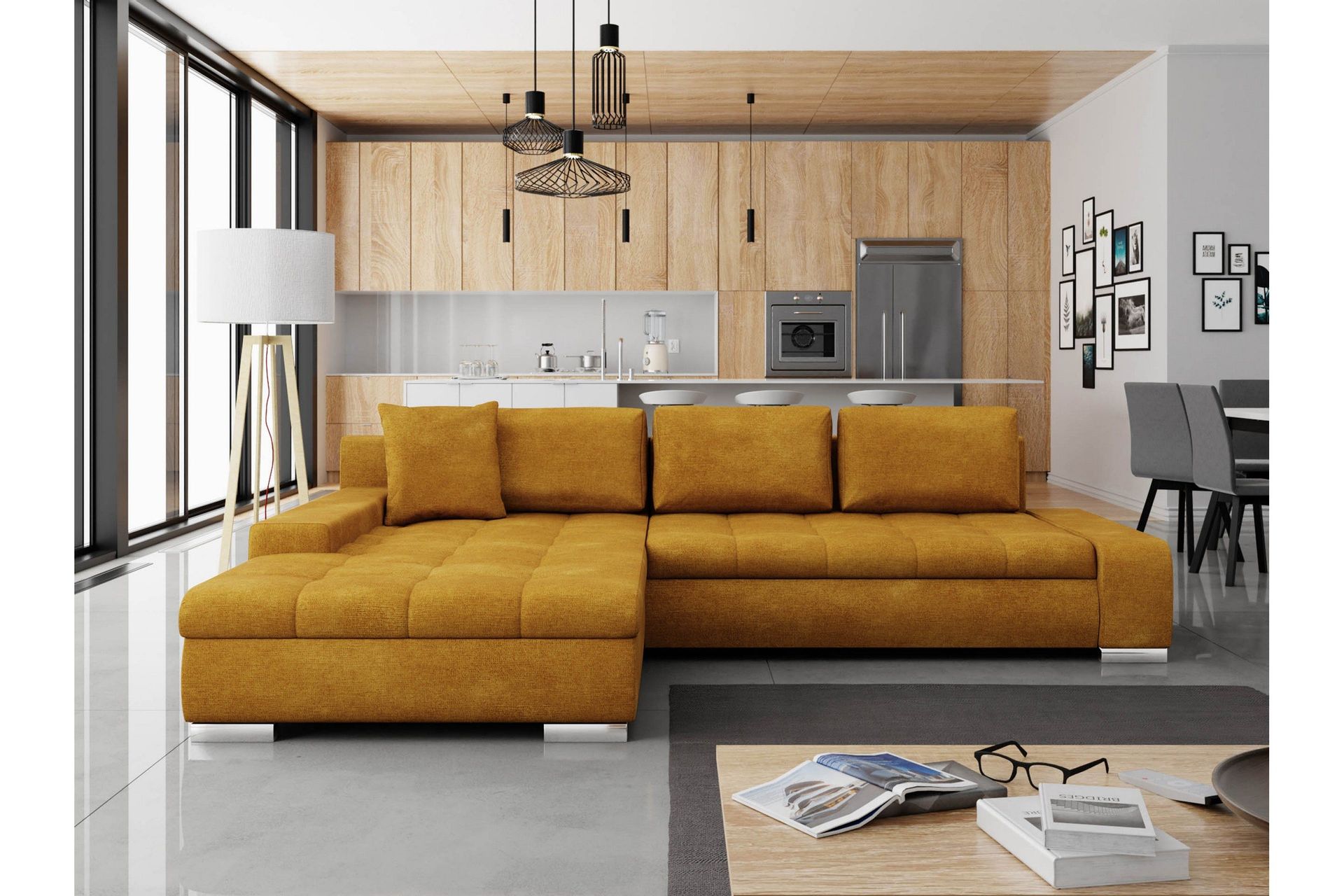 Cerys Bäddsoffa m. Divan 3-sits - Grå/Beige