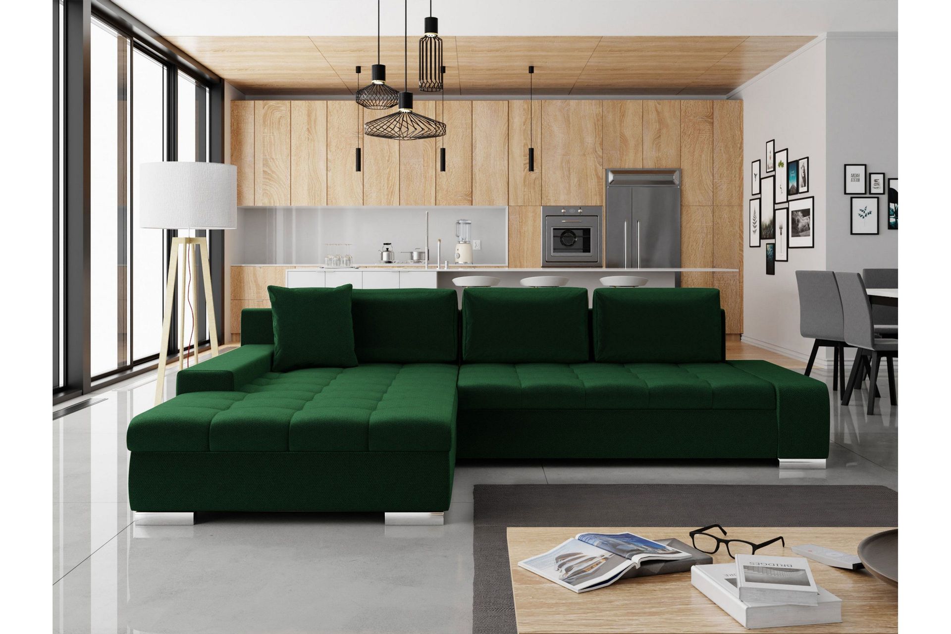Cerys Bäddsoffa m. Divan 3-sits - Grön