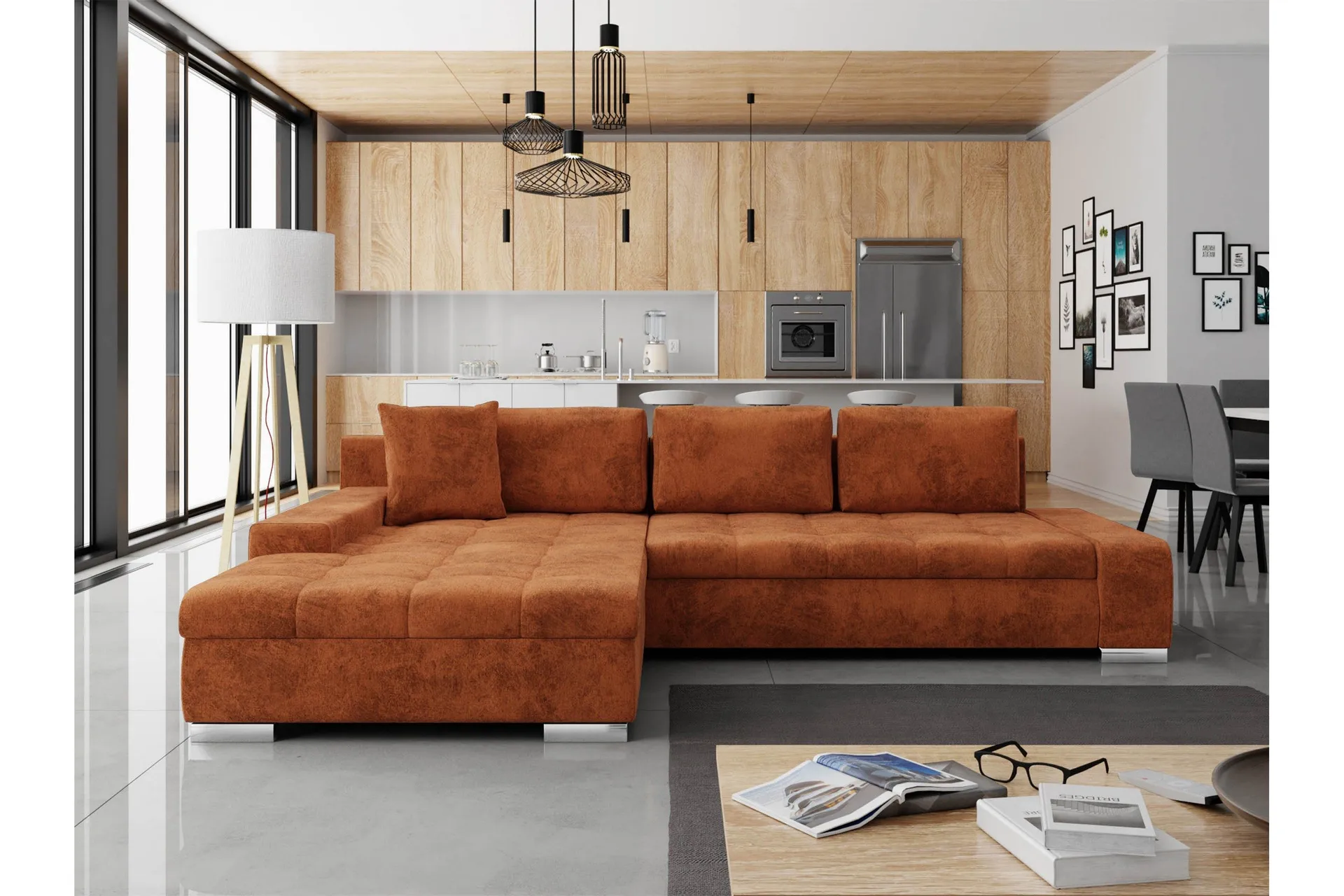 Cerys B&auml;ddsoffa m. Divan 3-sits - Orange