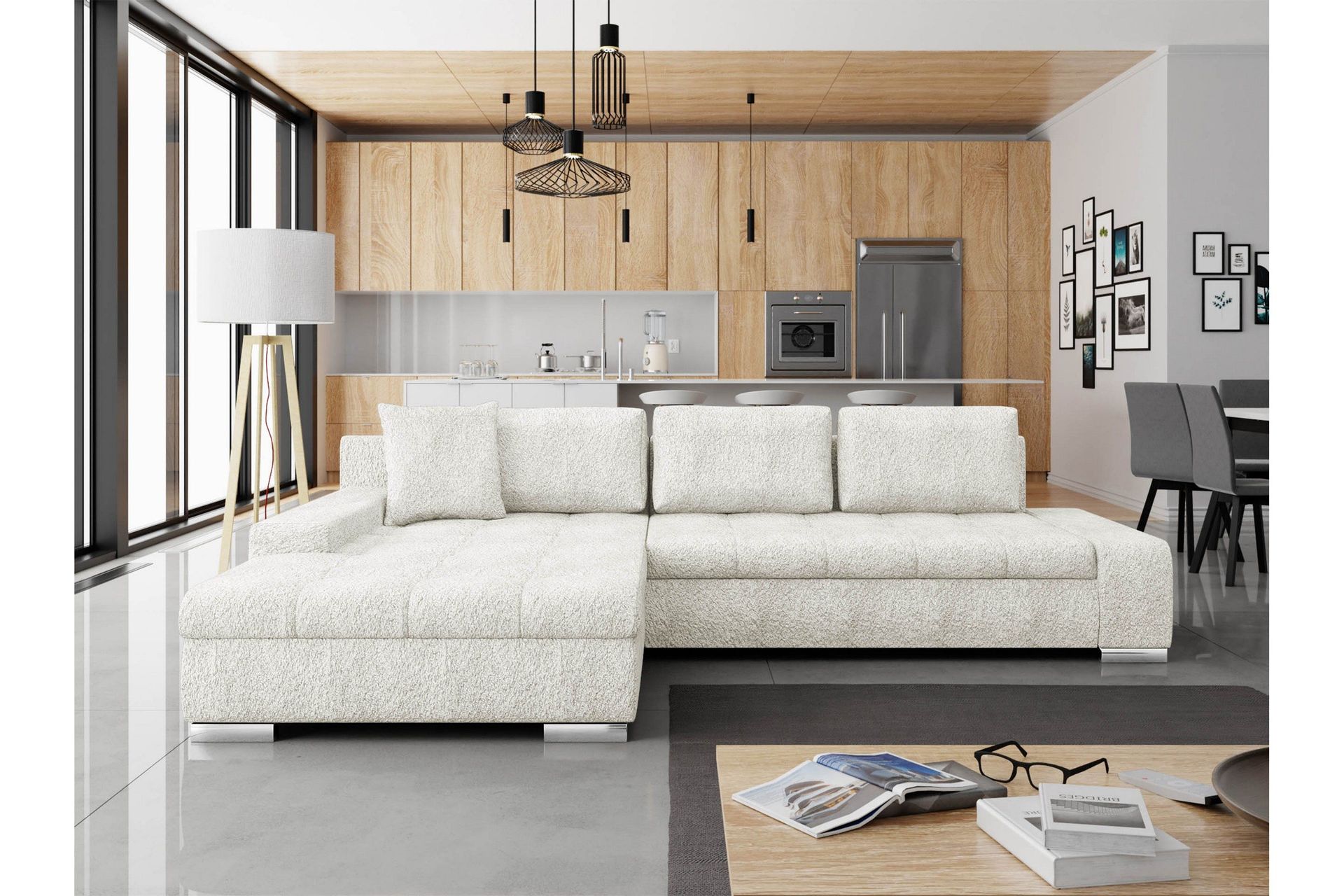 Cerys B&auml;ddsoffa m. Divan 3-sits - Vit