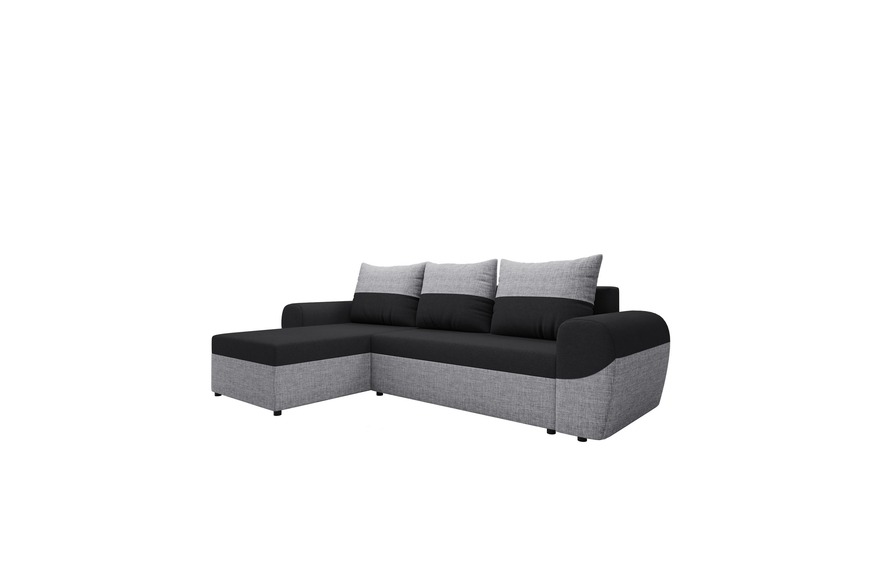 Chameli Bäddsoffa med Divan 3-sits LjusgråSvart
