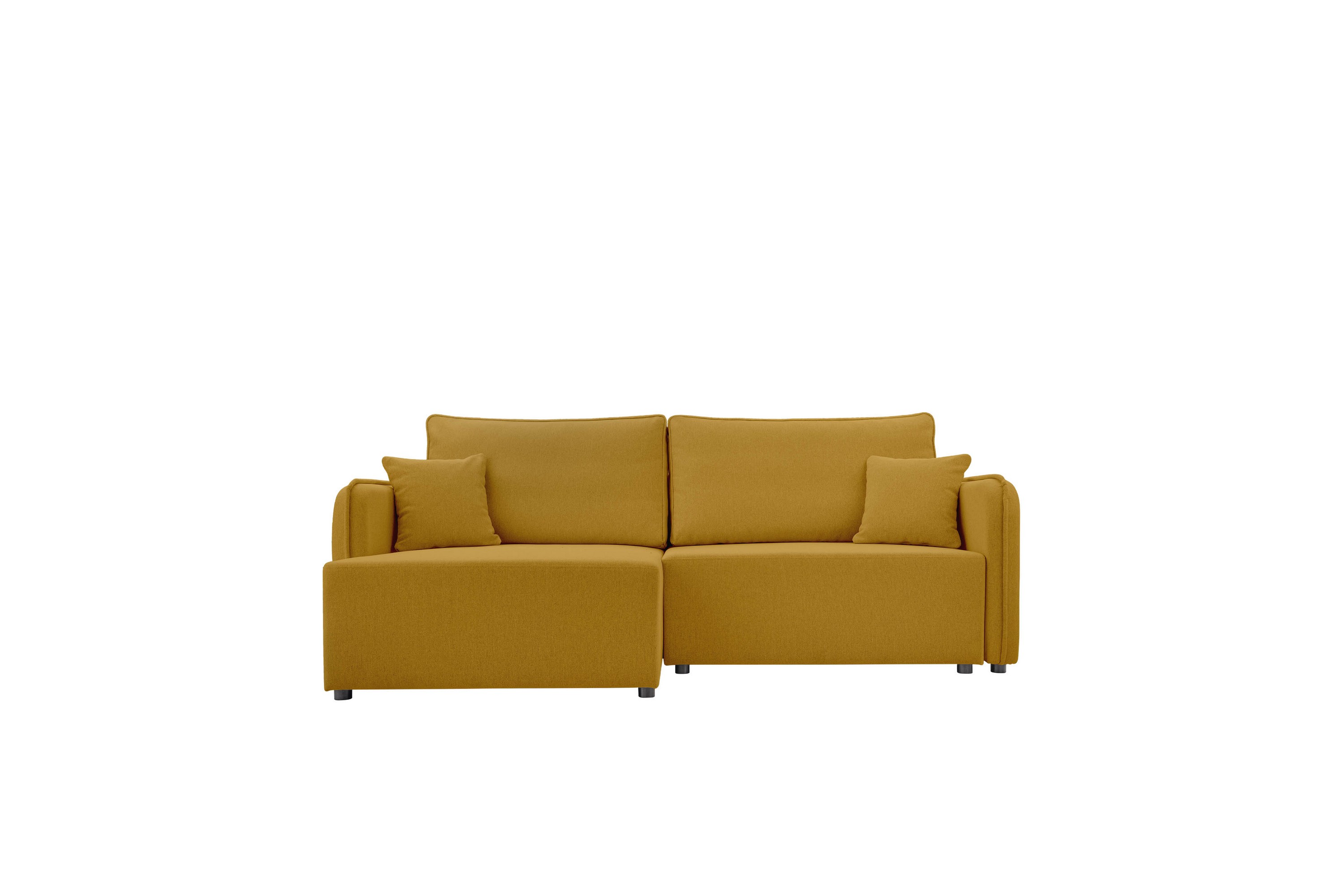 Chandru Bäddsoffa med Divan 3-sits i Plysch Gul
