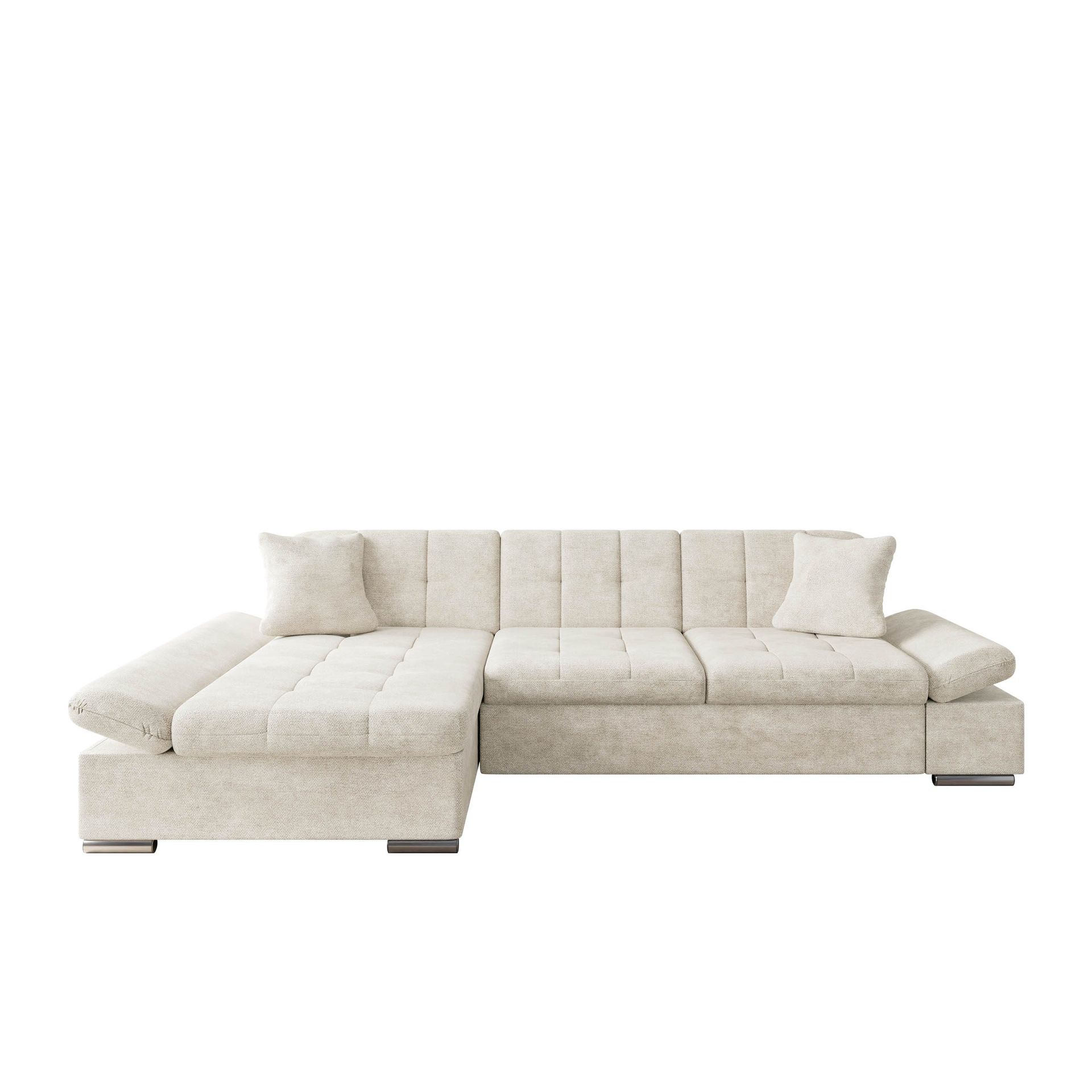 Djerra 3-sits B&auml;ddsoffa divan v&auml;nster med f&ouml;rvaring - Beige