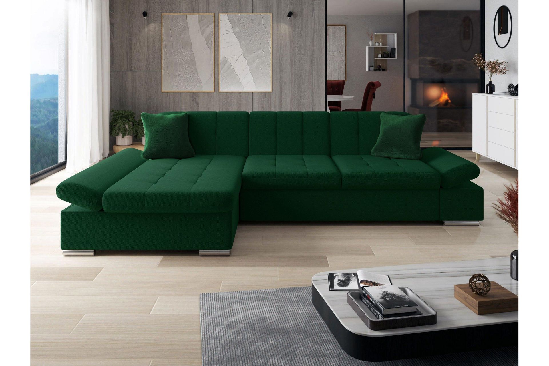 Djerra Bäddsoffa m. Divan 3-sits - Grön