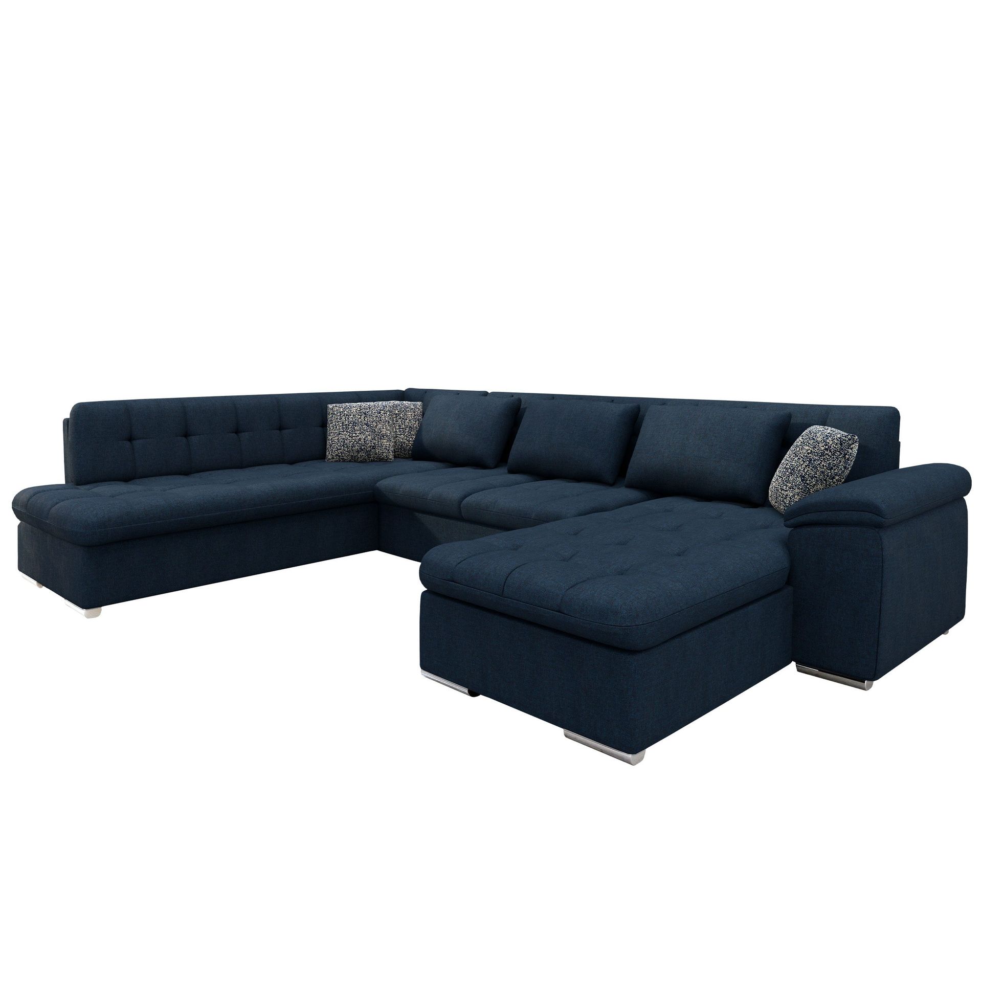 Dynir 5-sits Vänstervänd U-formad Bäddsoffa 125x290 cm med Förvaring i Tyg - Blå