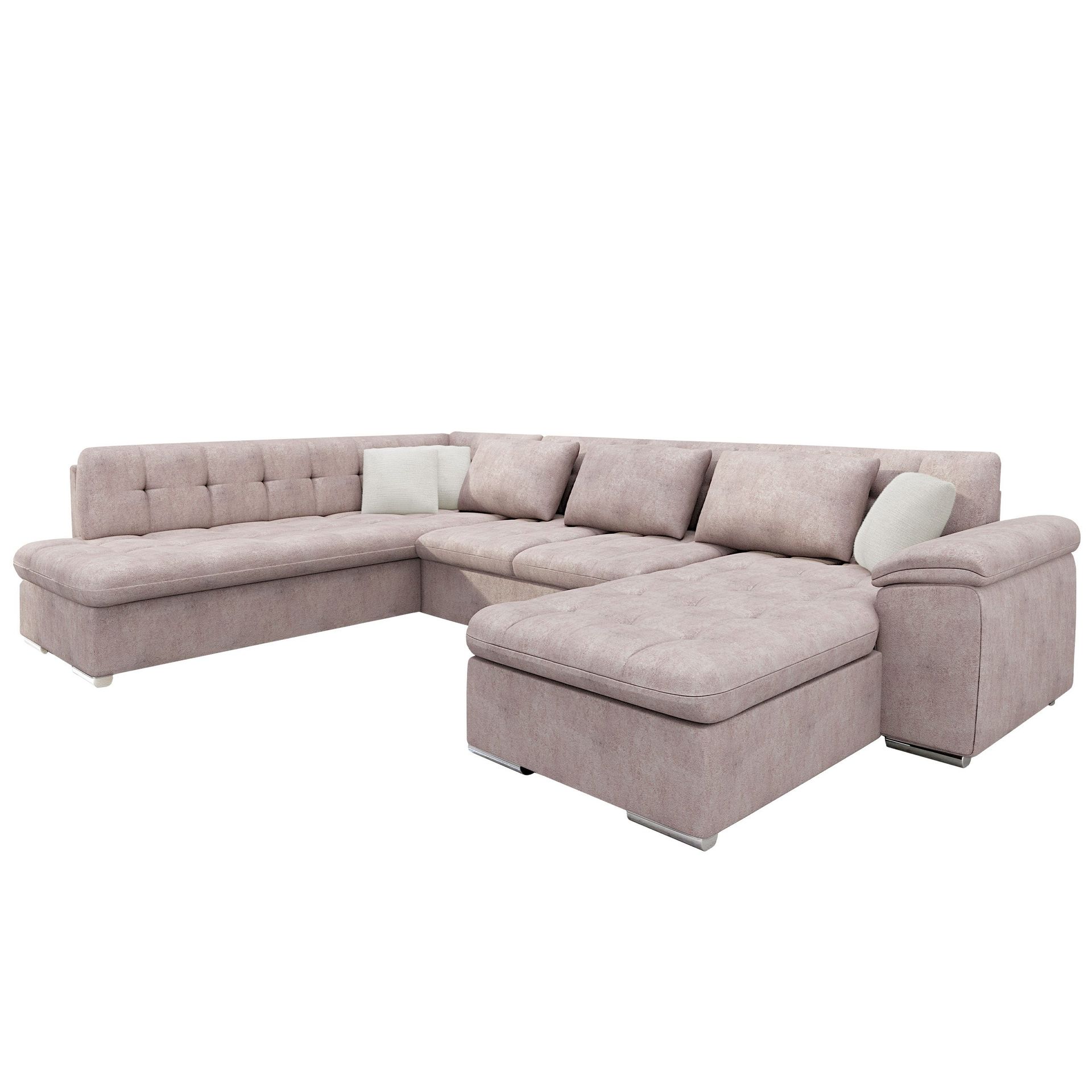 Dynir B&auml;ddsoffa med Divan och Sch&auml;slong 5-sits - Rosa