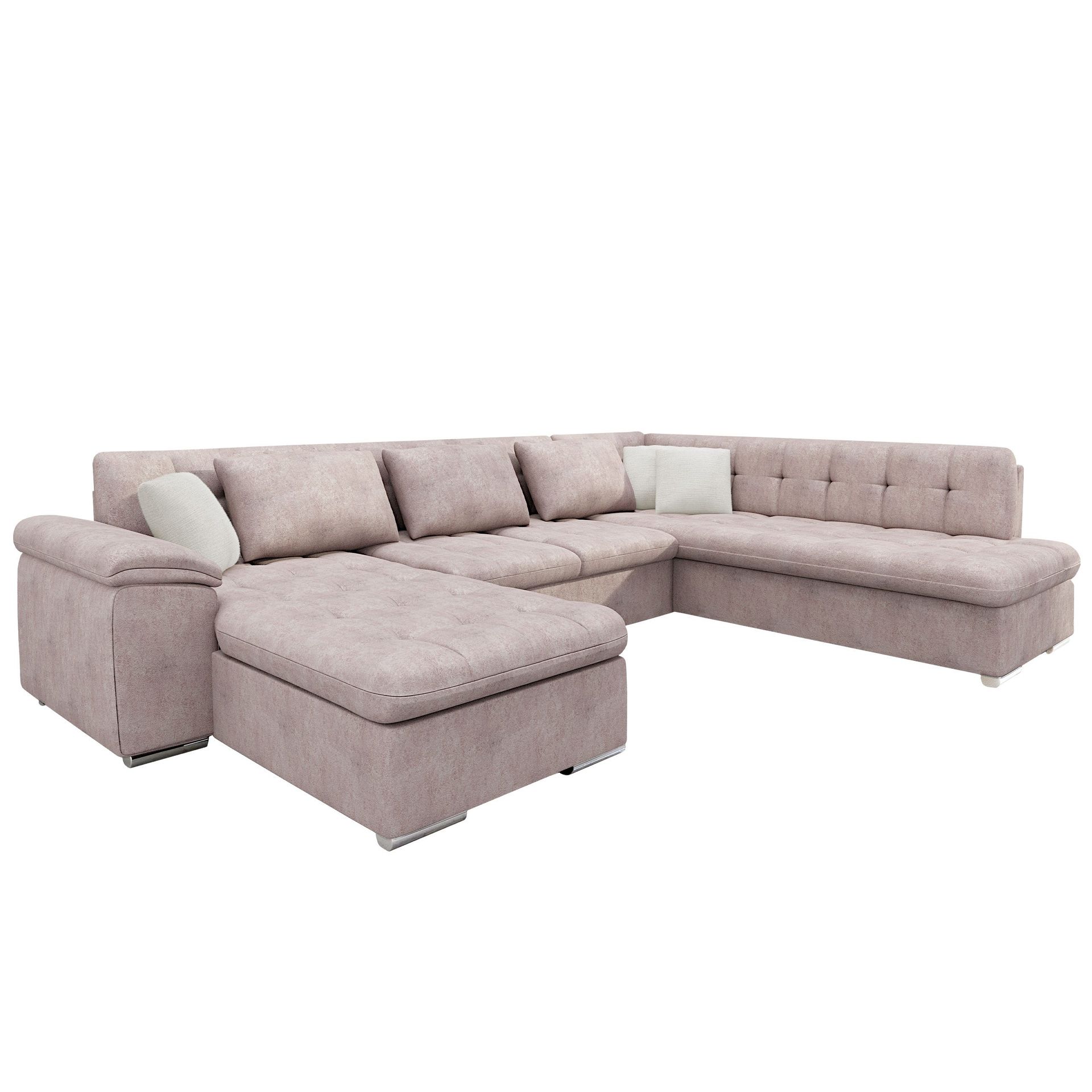 Dynir B&auml;ddsoffa med Divan och Sch&auml;slong 5-sits - Rosa