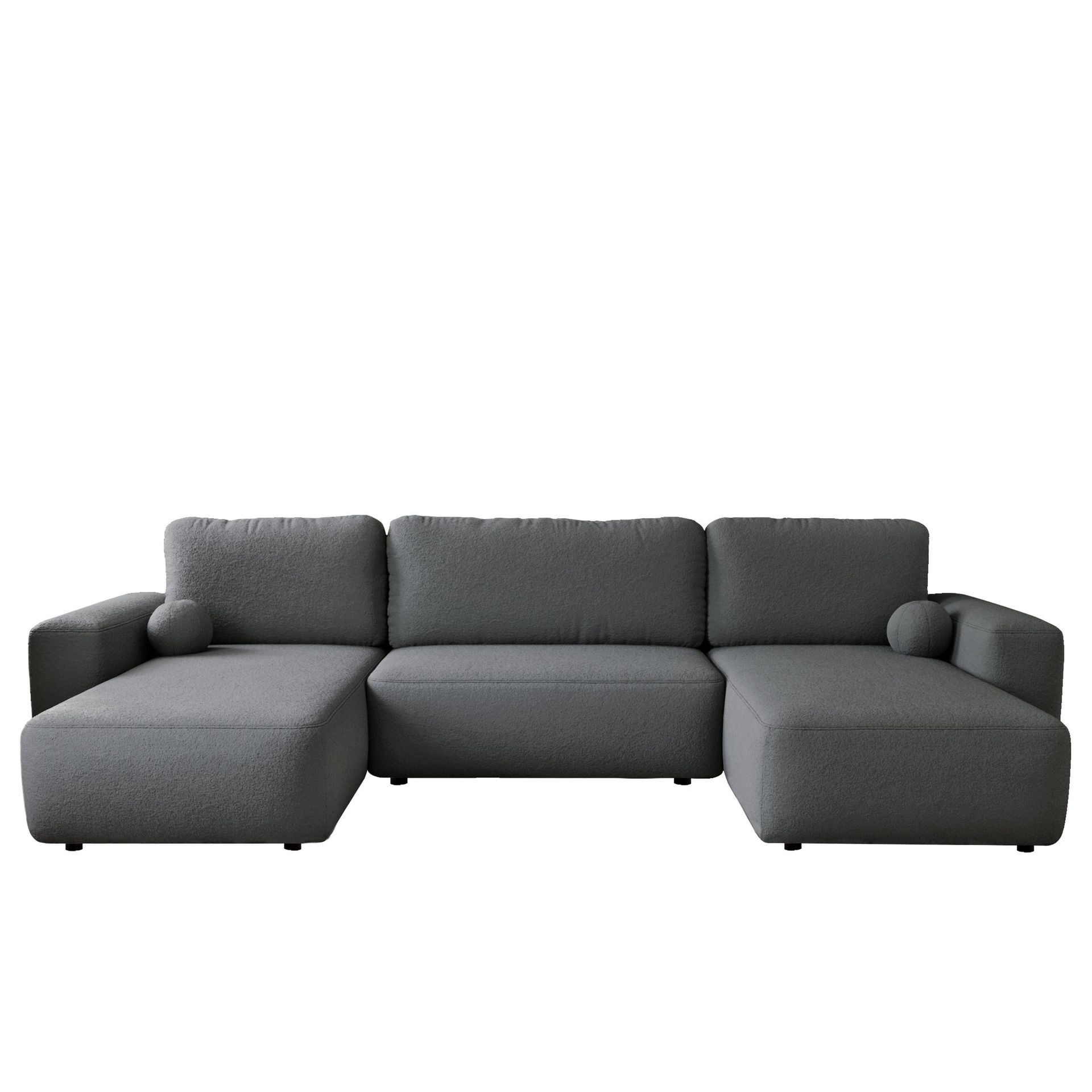 Elvior 5-sits U-formad bäddsoffa med dubbeldivan - grå