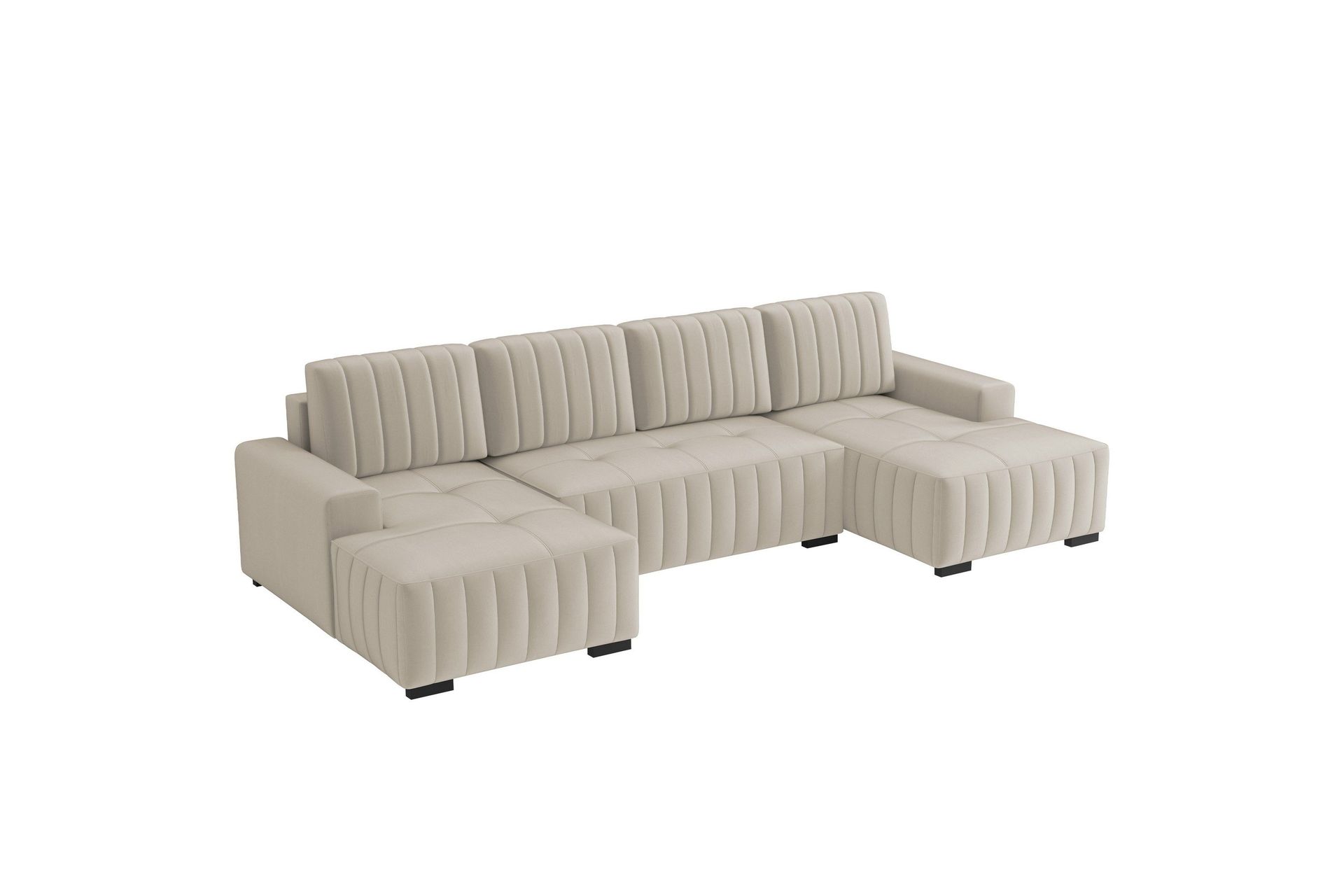 Esher B&auml;ddsoffa Dubbeldivan 4-sits i Plysch - Beige