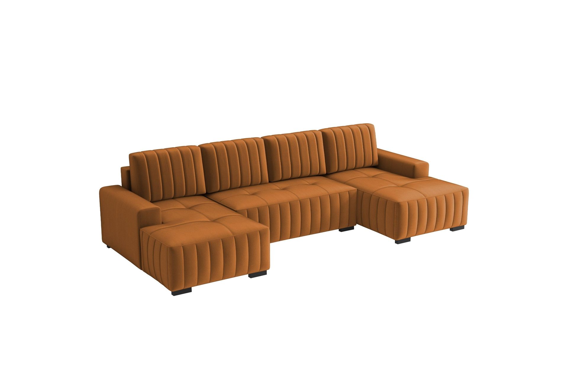 Esher B&auml;ddsoffa Dubbeldivan 4-sits i Plysch - Orange