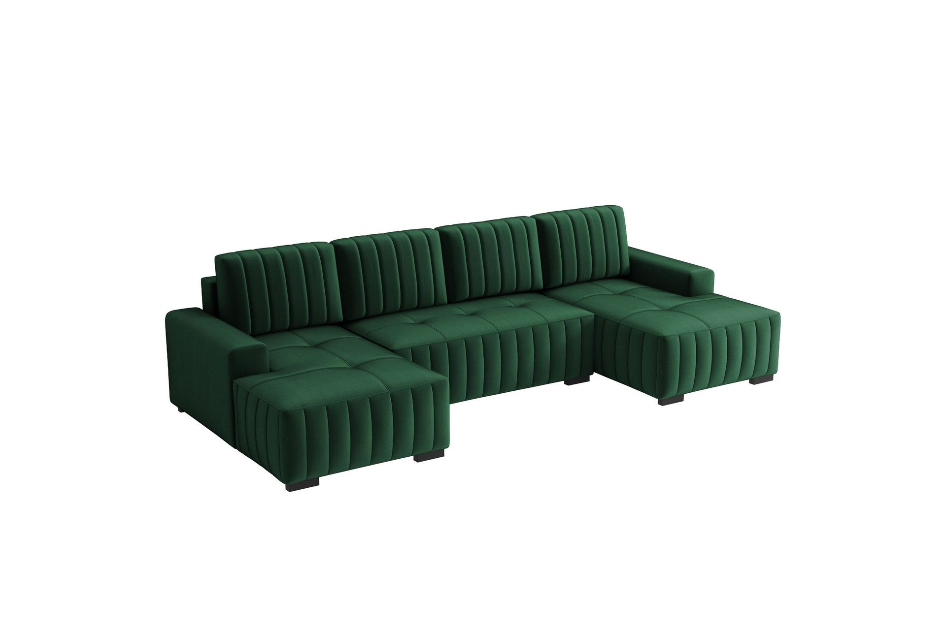 Esher B&auml;ddsoffa Dubbeldivan 4-sits i Plysch - Gr&ouml;n