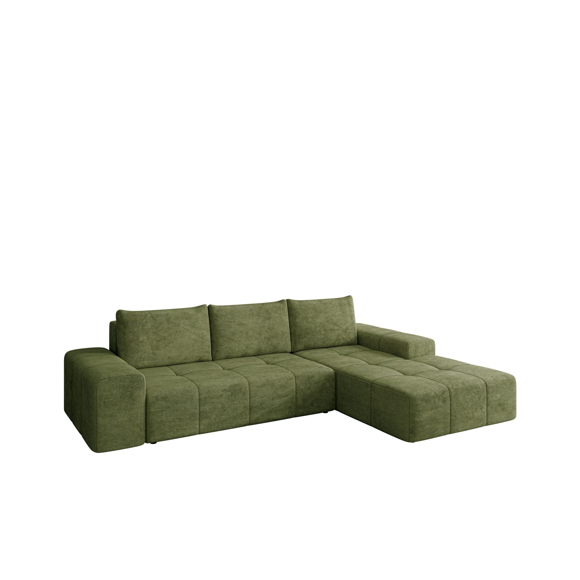 Falor 3-sits Bäddsoffa med Divan Höger och Förvaring - Grön