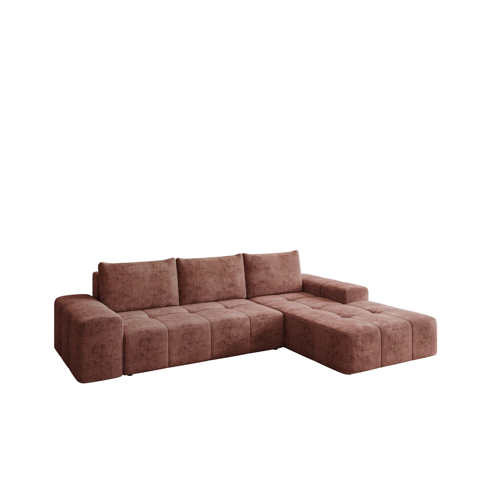 Falor 3-sits Bäddsoffa med divan Högervänd - rosa