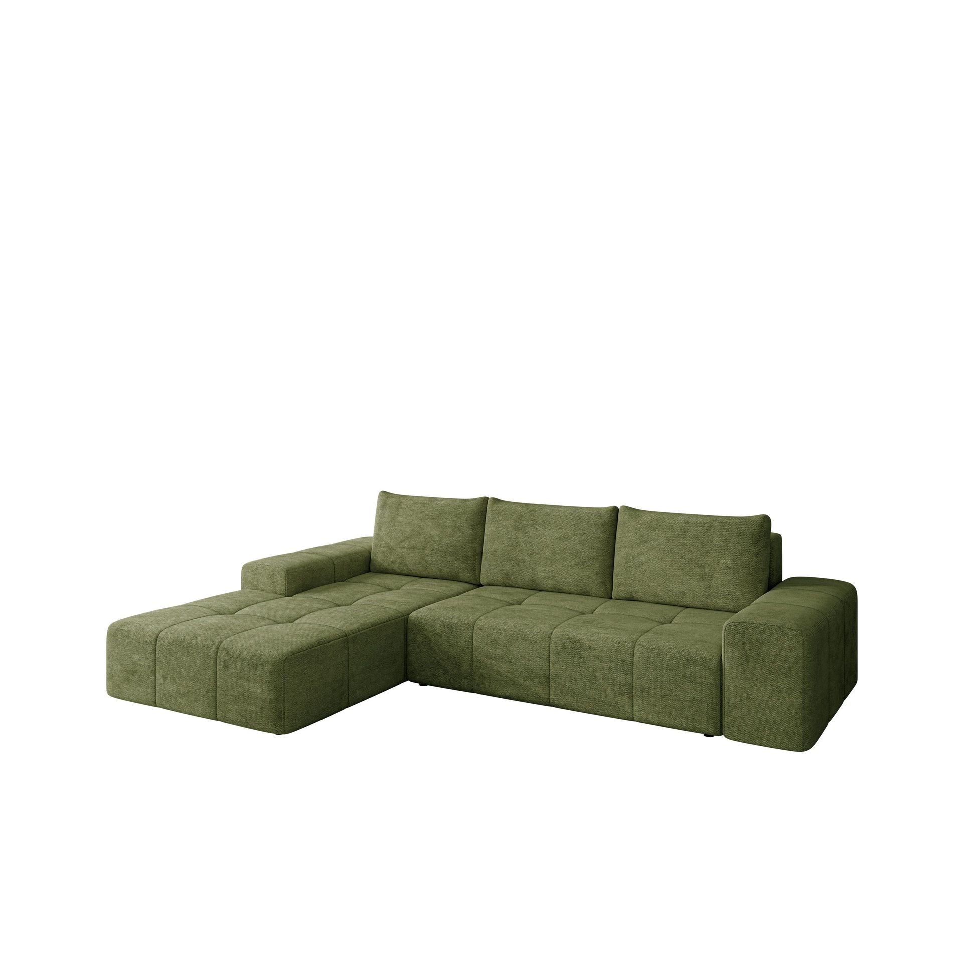 Falor 3-sits Bäddsoffa med Divan Vänster och Förvaring - Grön