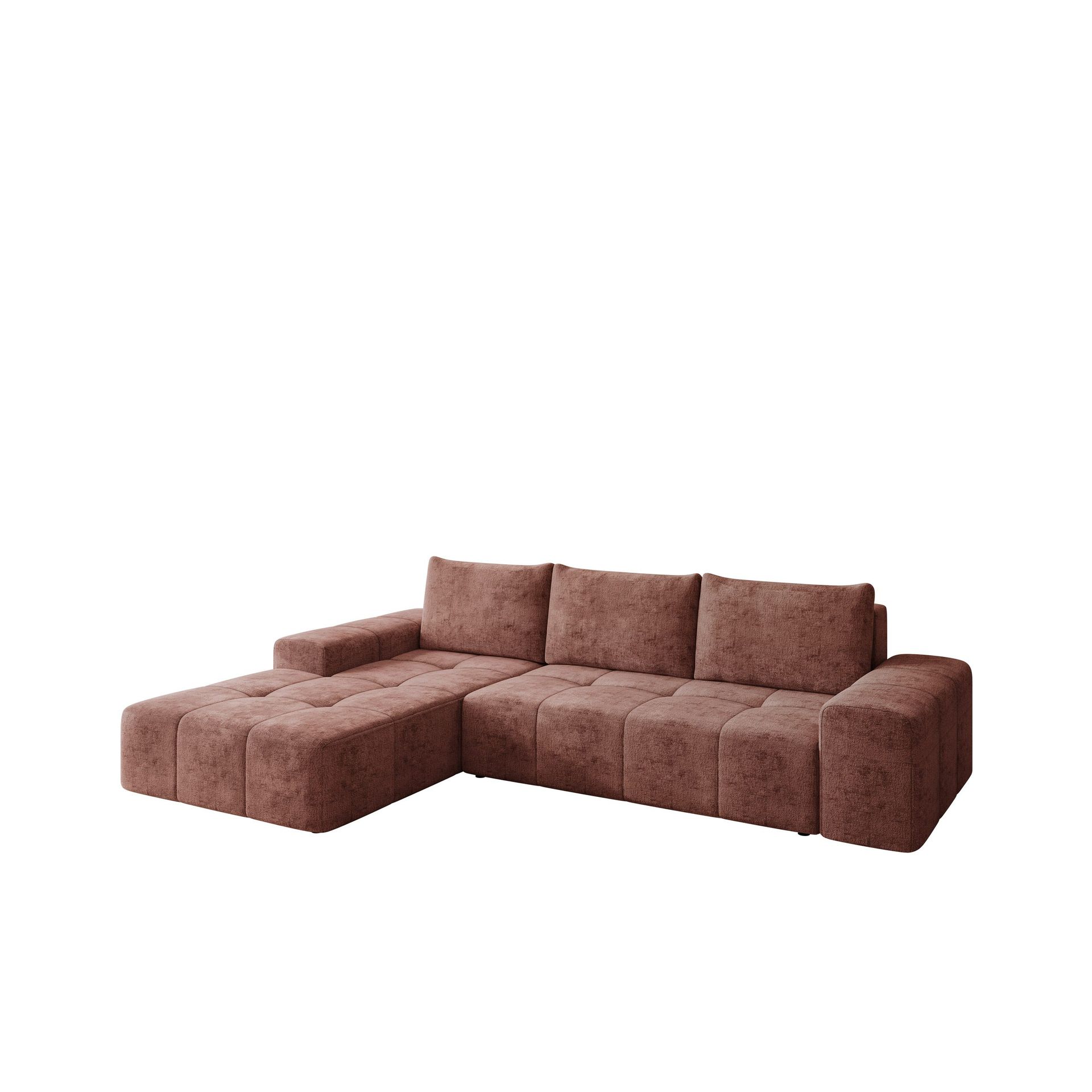 Falor 3-sits Bäddsoffa med divan Vänstervänd - rosa