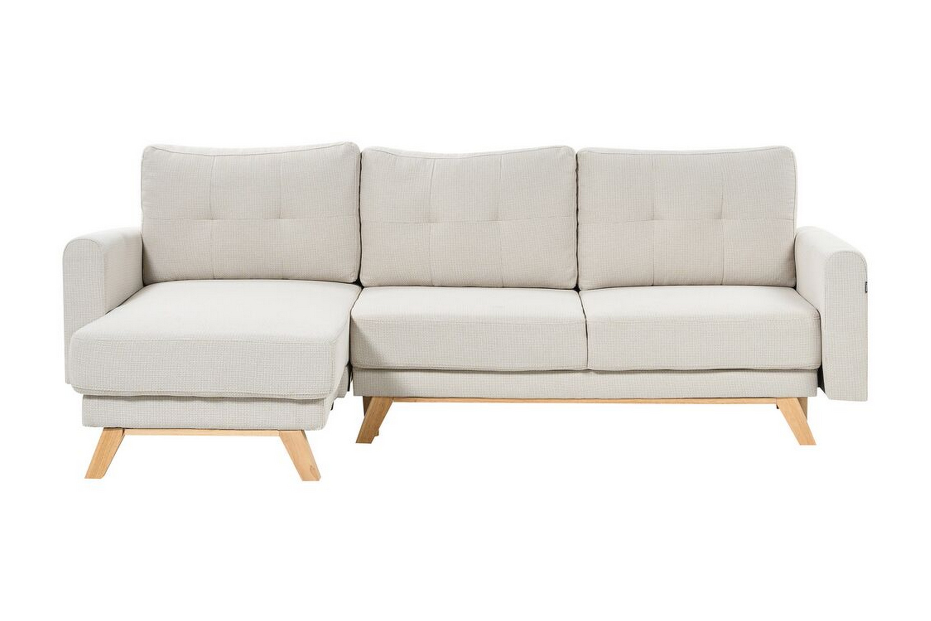 Faustin Hörnbäddsoffa 3-sits Beige/Ljust trä