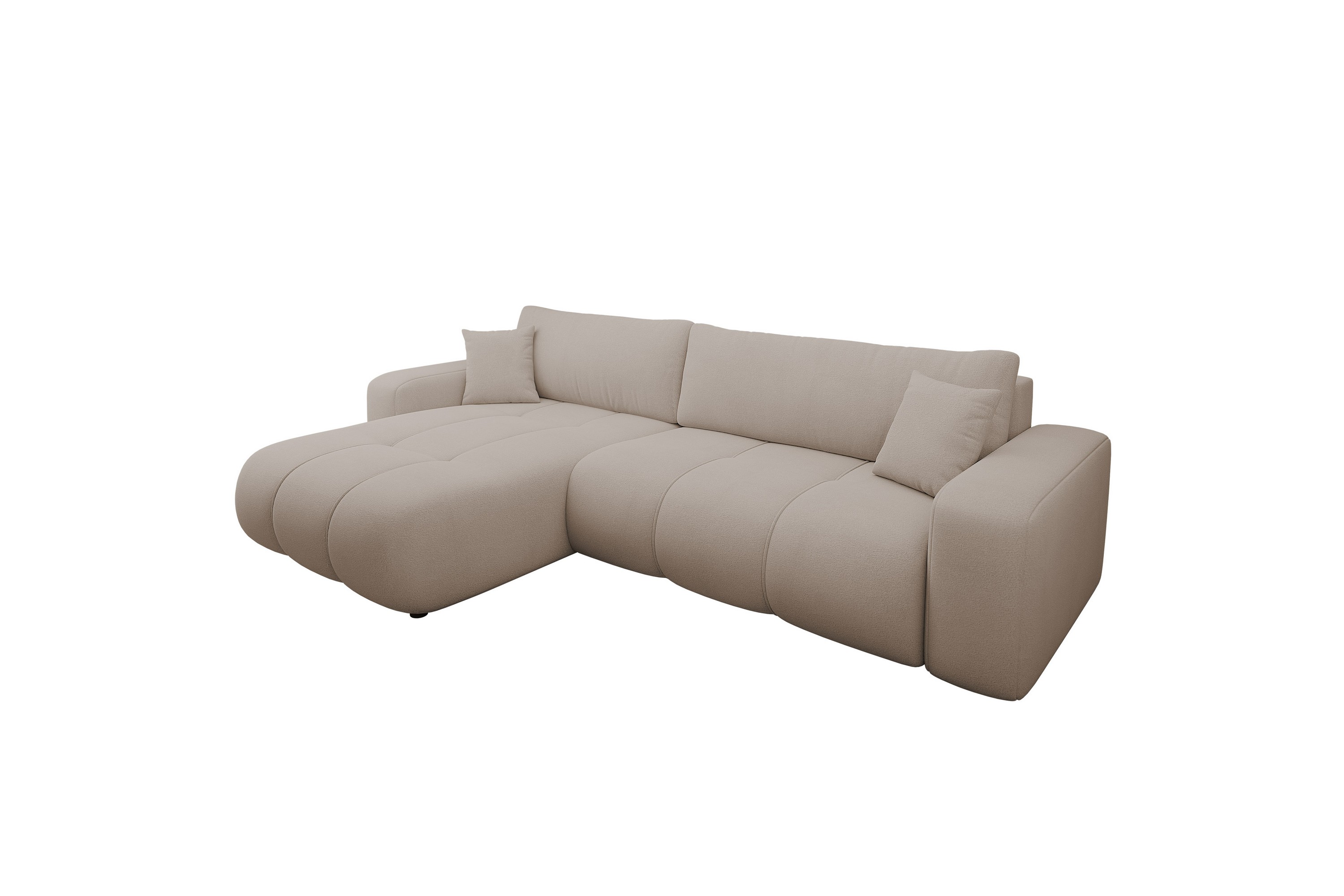 flo bäddsoffa med divan 3-sits i plysch - beige