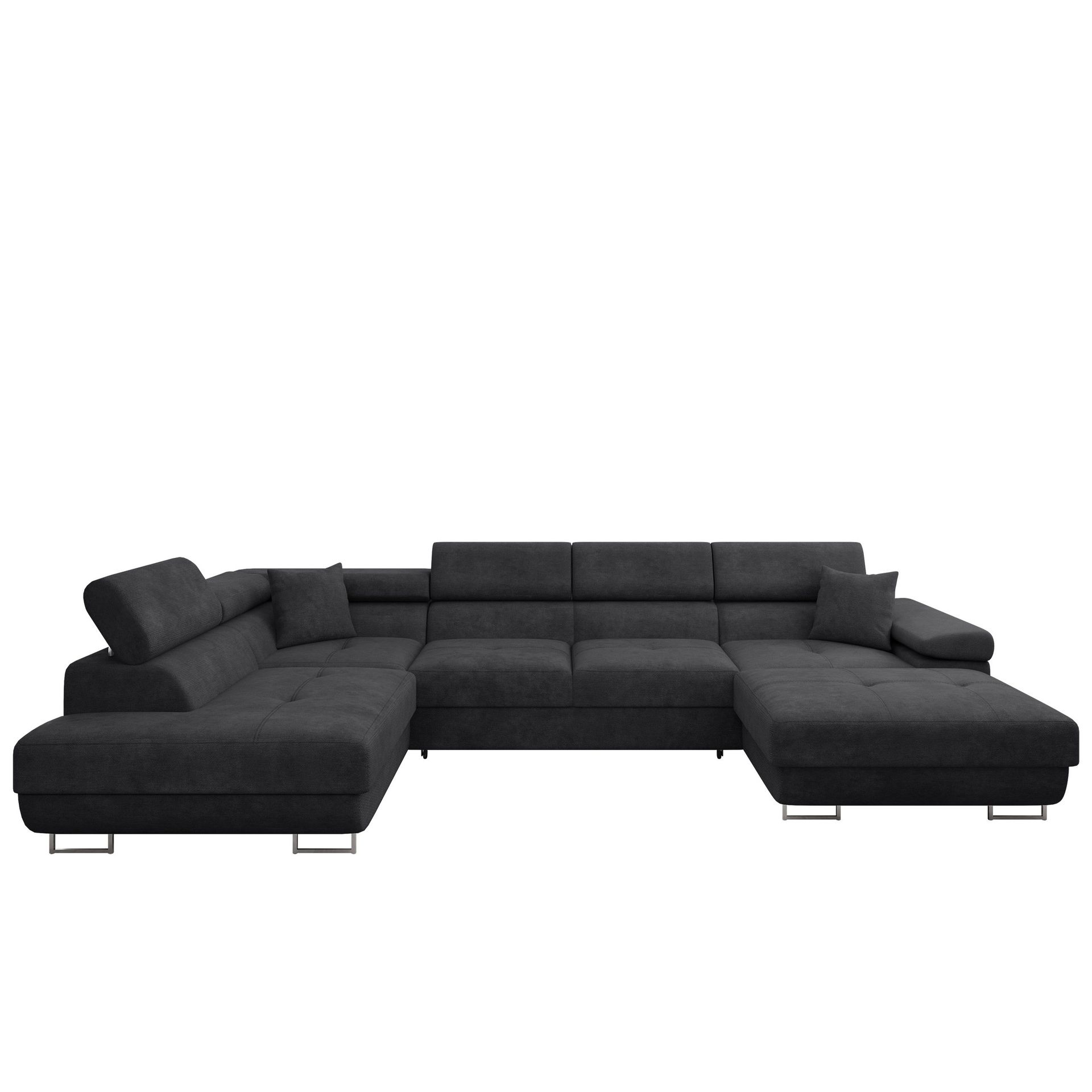 Gabina 5-sits U-formad bäddsoffa med divan och schäslong - svart