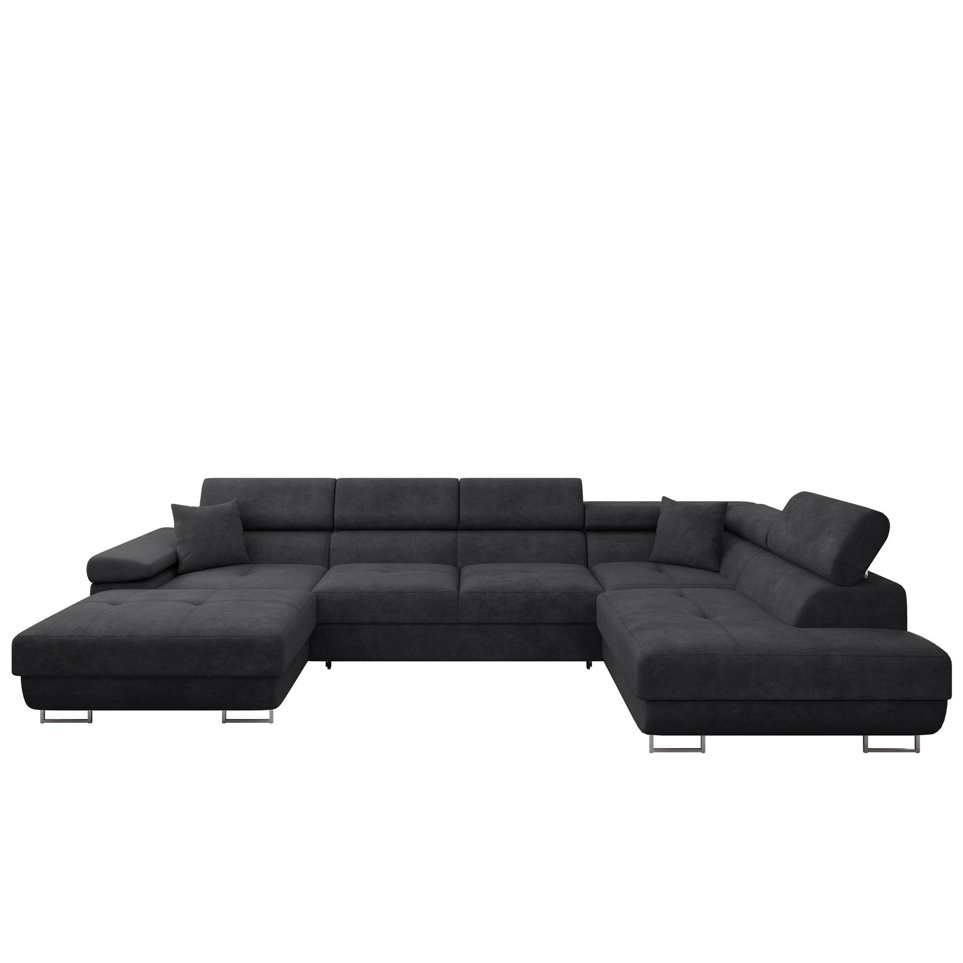 Gabina 5-sits U-formad bäddsoffa med divan och schäslong - svart