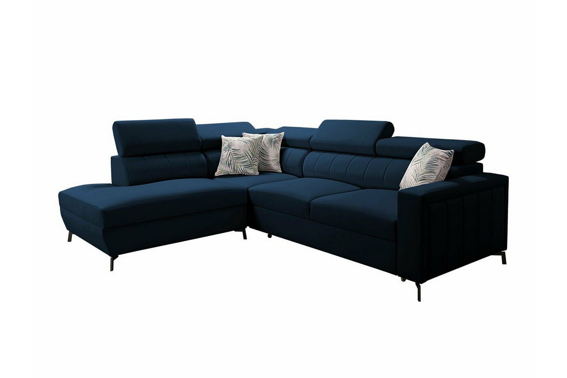 Galbally 3-sits Hörnbäddsoffa Vänster 275x224 cm med Förvaring i Sammet - Mörkblå