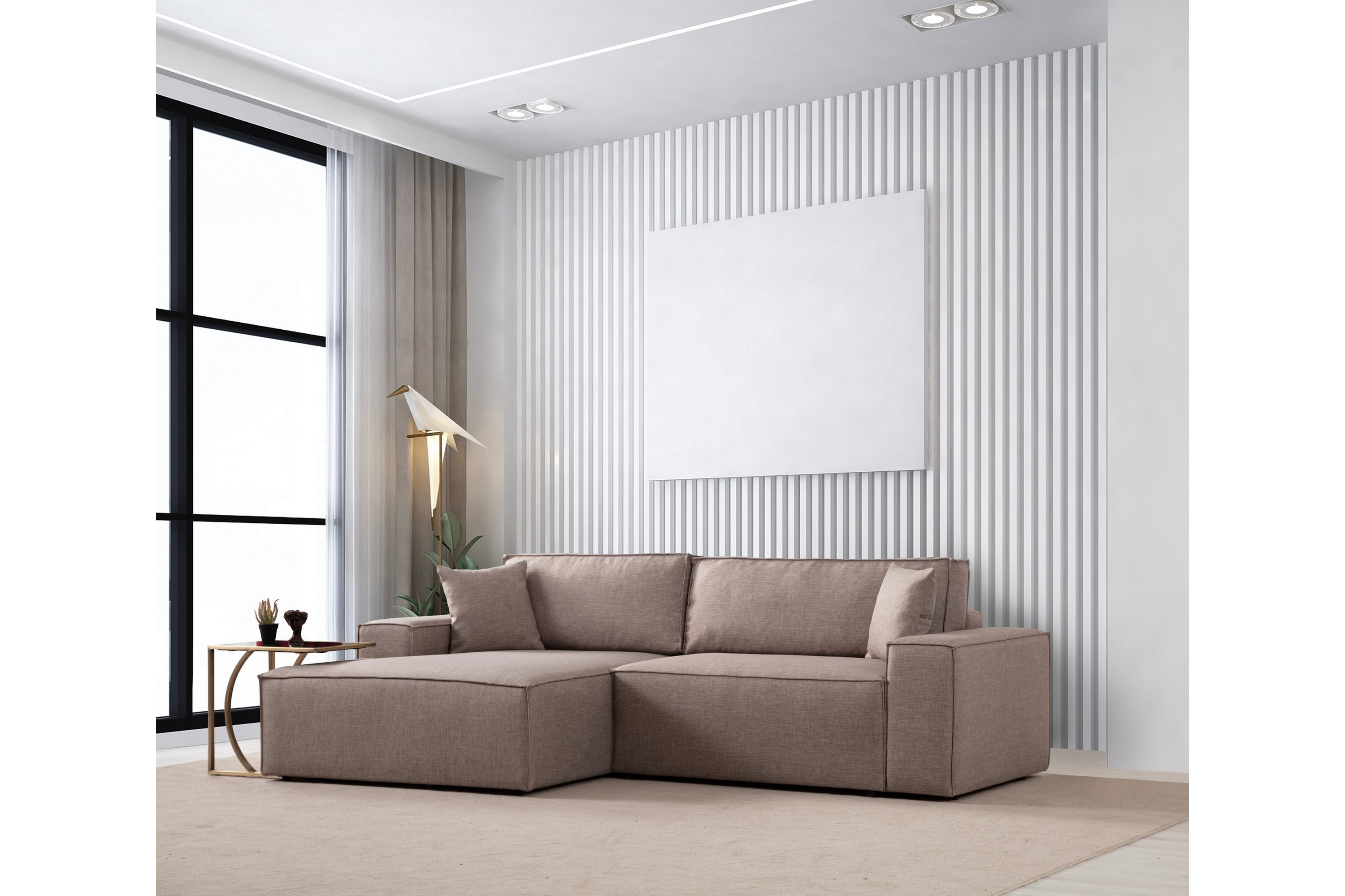 hörnbäddsoffa munehiro - brun