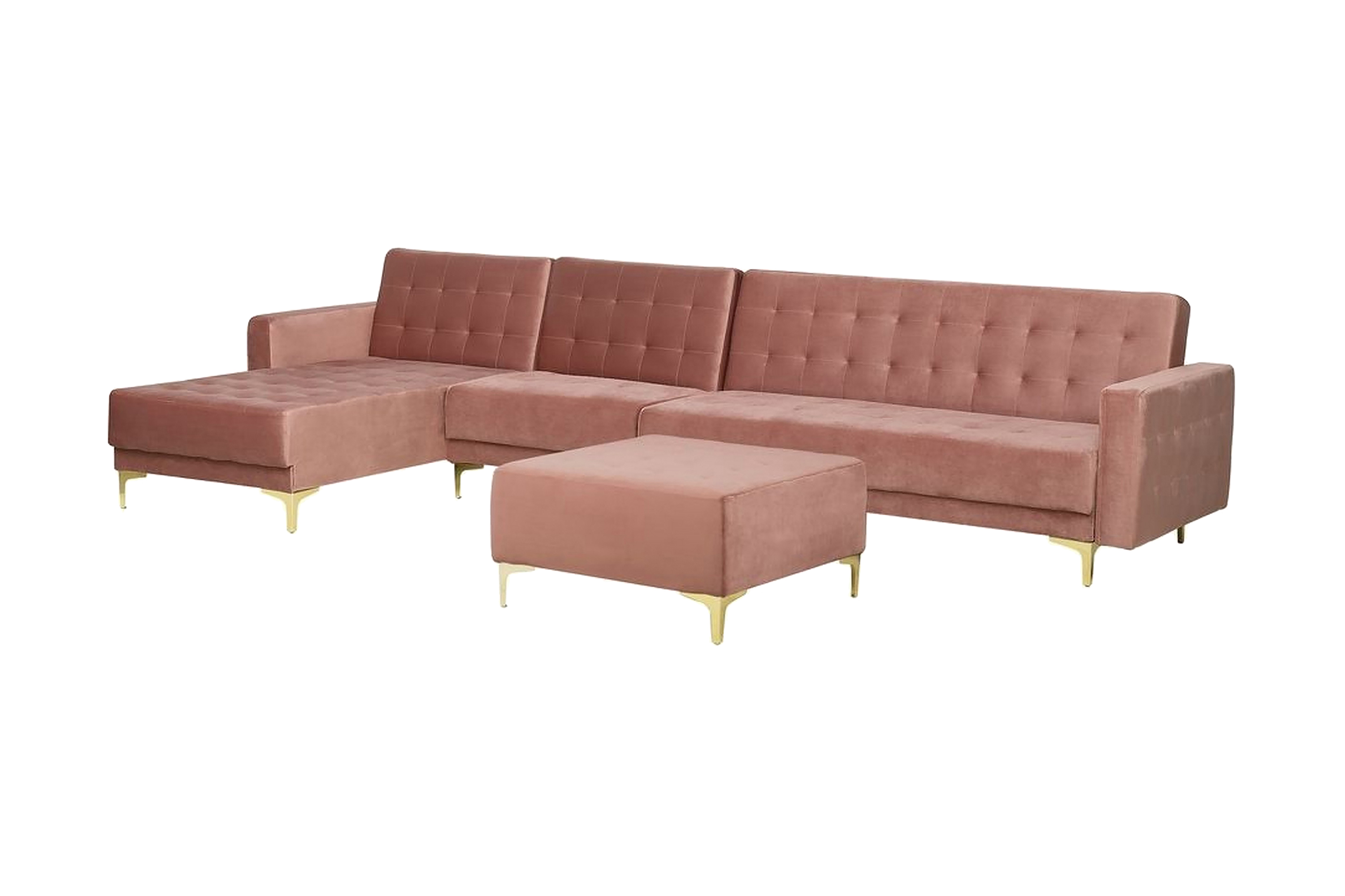 Hörnbäddsoffa Najera med Fotpall Höger Rosa