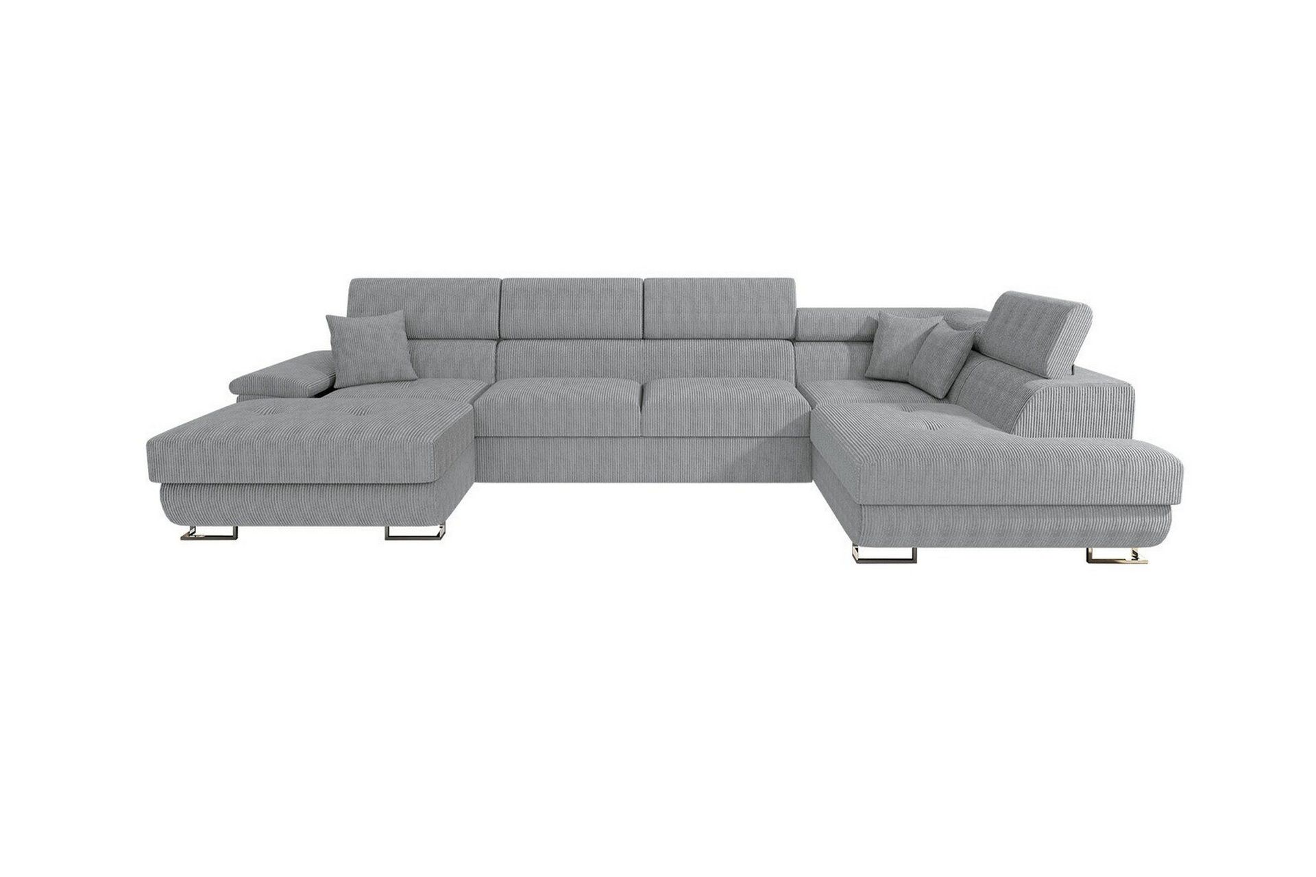 Reginia 4-sits Hörnbäddsoffa 125x270 cm med Förvaring i Manchestertyg - Grå