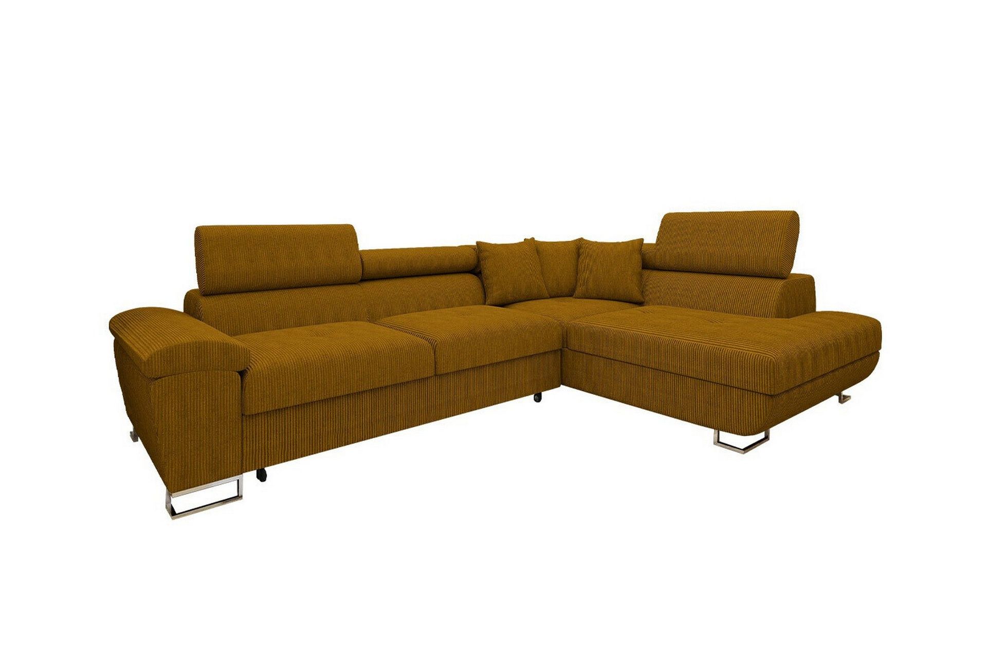 Reginia Högervänd Hörnbäddsoffa 125x195 cm med Förvaring i Manchestertyg - Gul