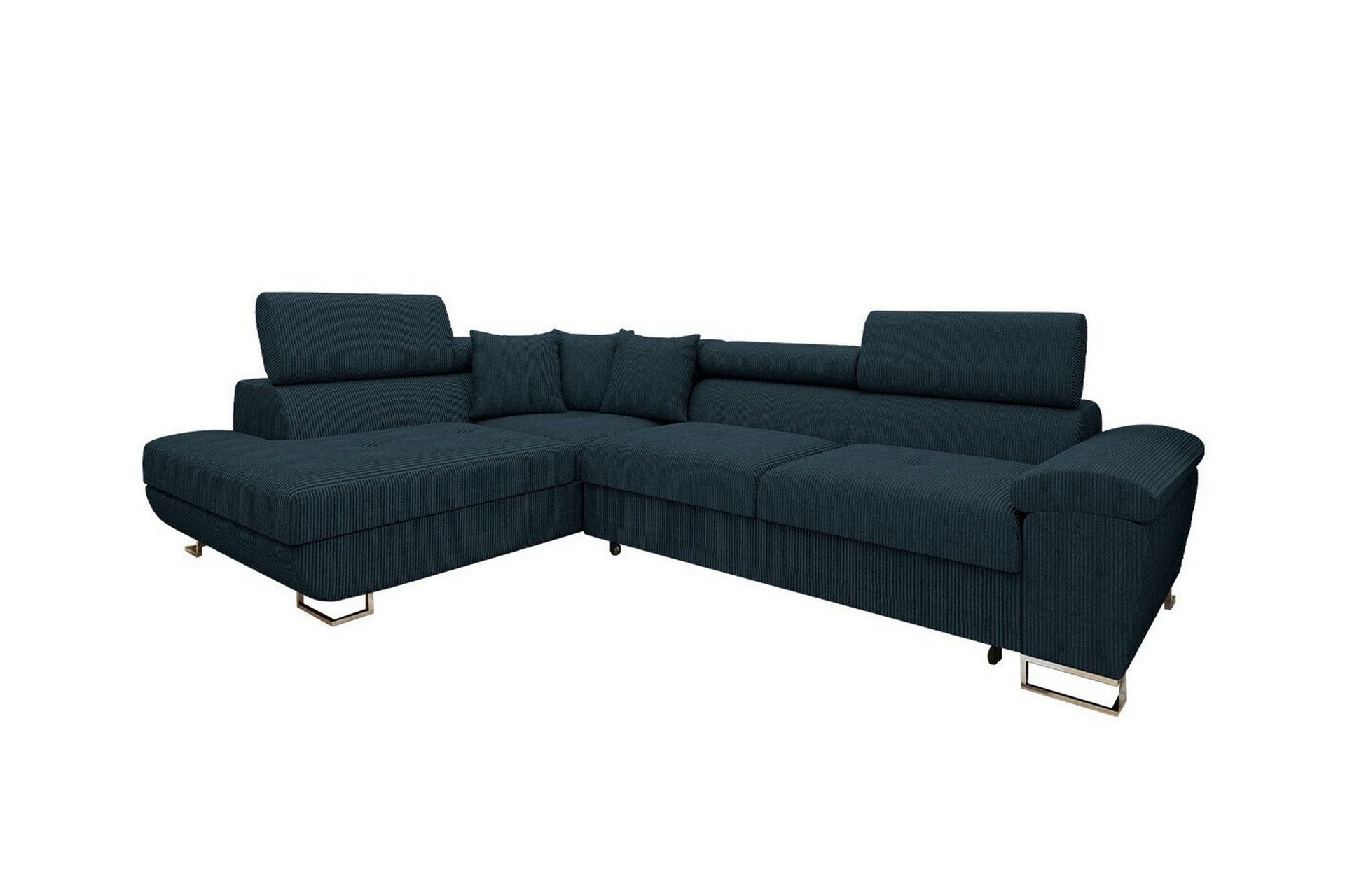 Reginia Vänstervänd Hörnbäddsoffa 125x195 cm med Förvaring i Manchestertyg - Blå