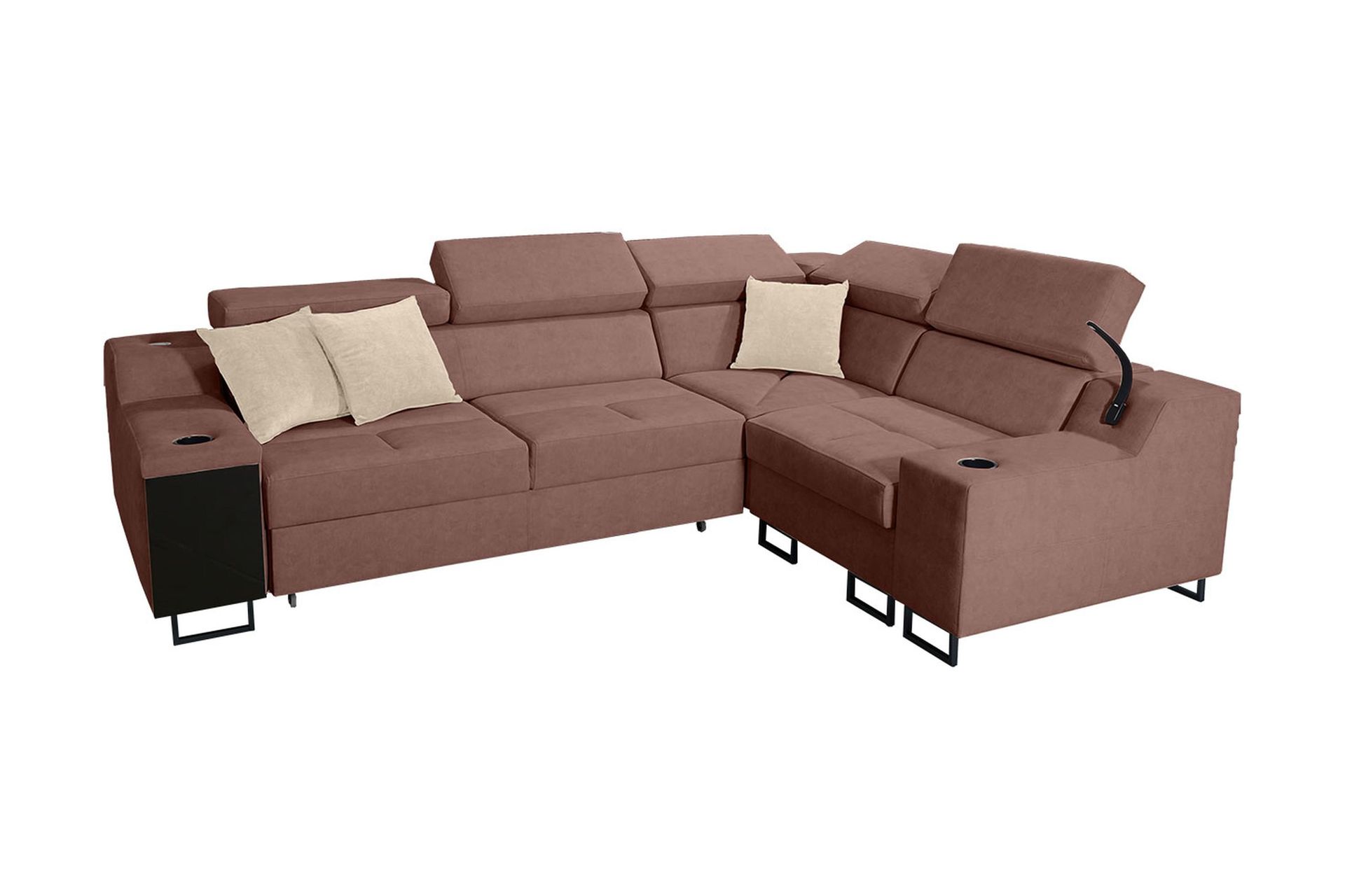 Seginus Hörnbäddsoffa 4-sits 210x127 - Rosa