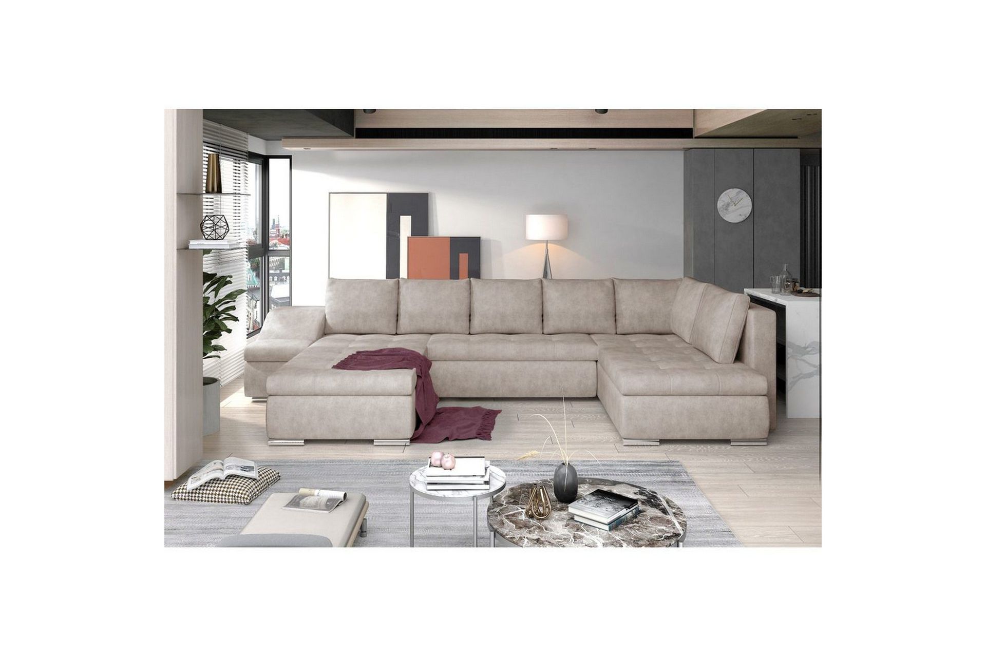 Hörnsoffa Eltap Giovanni 351x82x190 cm - Dora 21, Beige, Vänster
