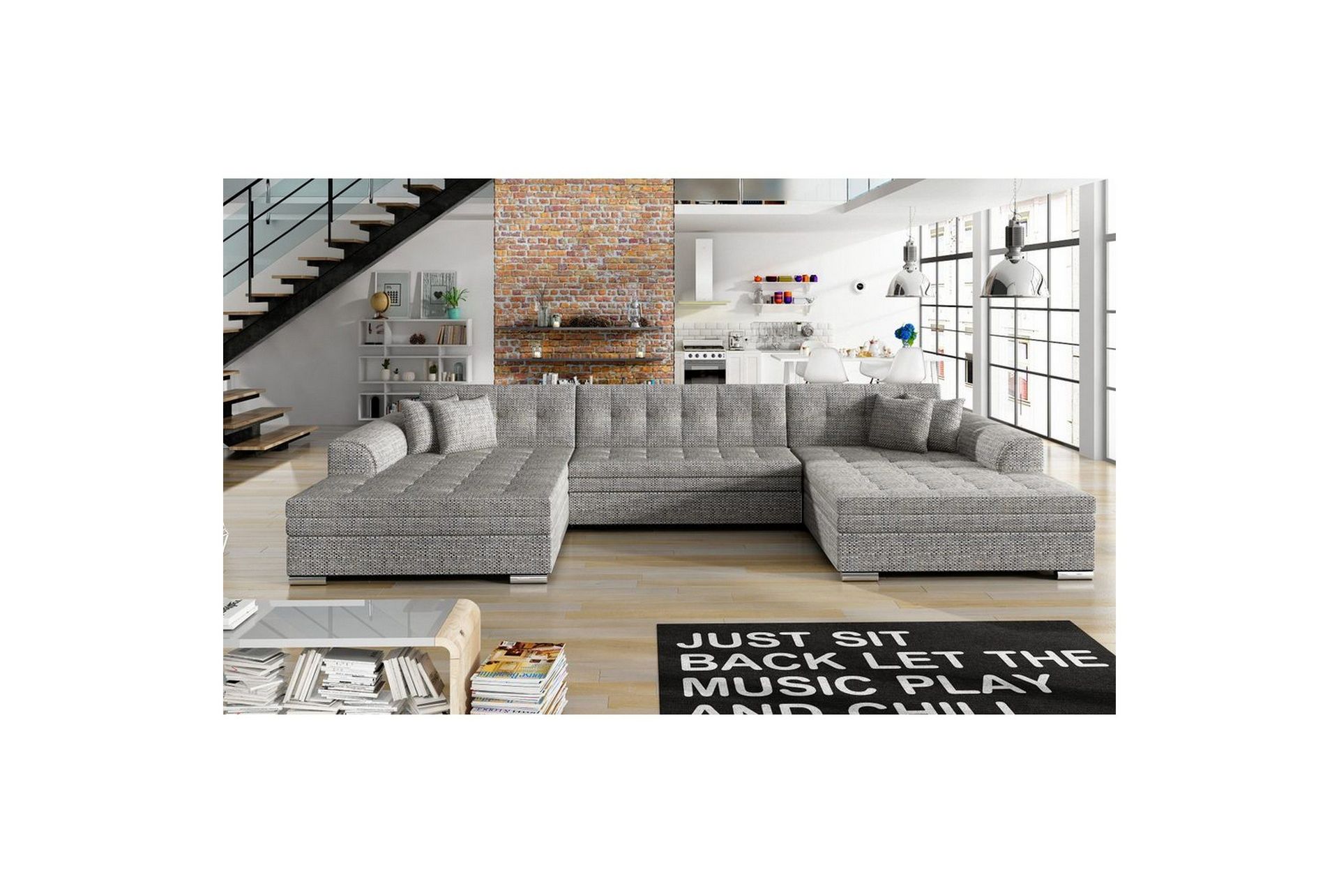 Hörnsoffa Eltap Vento 359x165x78 cm - Berlin 01, Grå, Symmetrisk