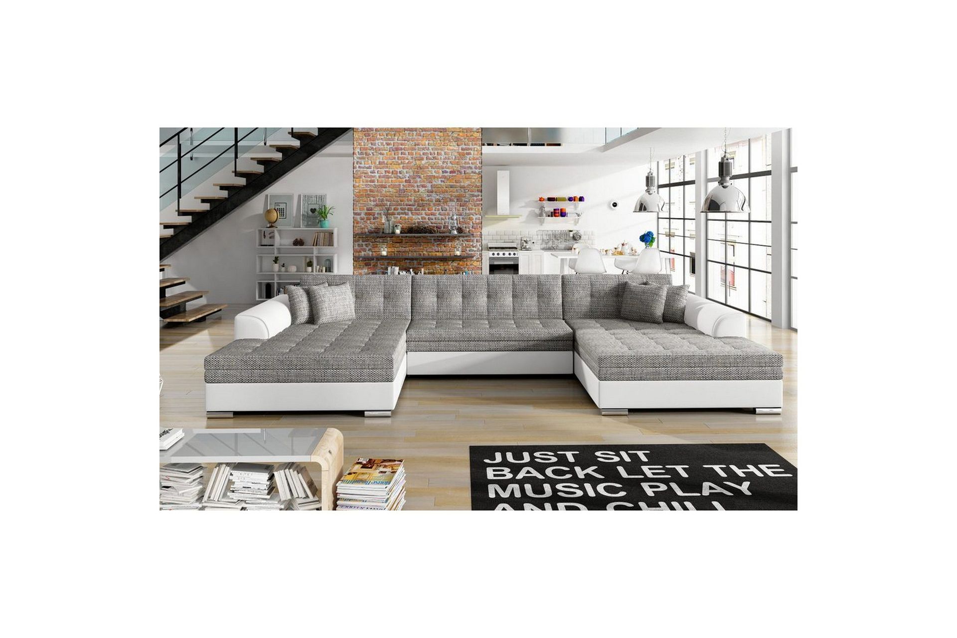 Hörnsoffa Eltap Vento 359x165x78 cm - Berlin 01, Soft 17, Grå, Symmetrisk