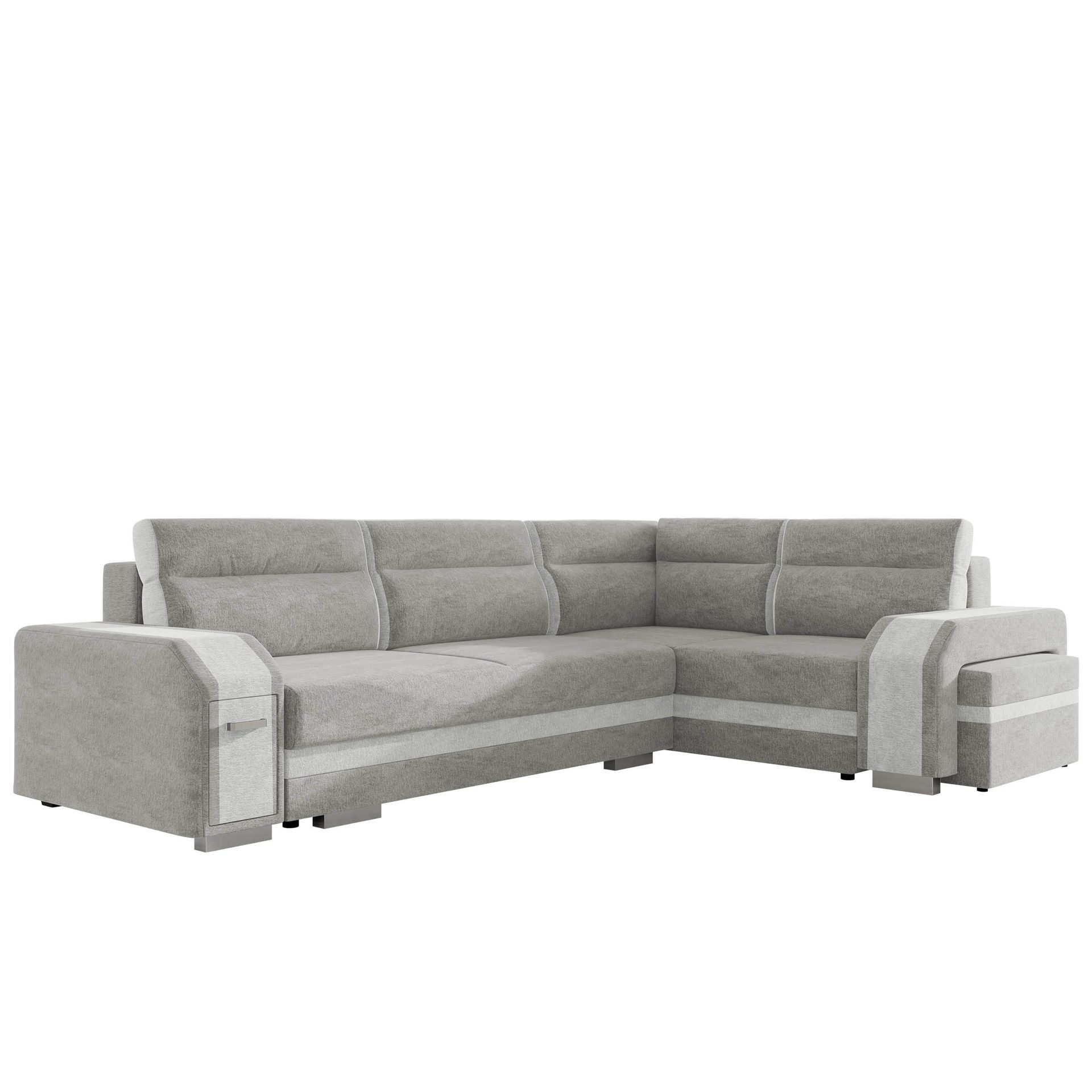 Lesley 4-sits Hörnbäddsoffa med förvaring - grå
