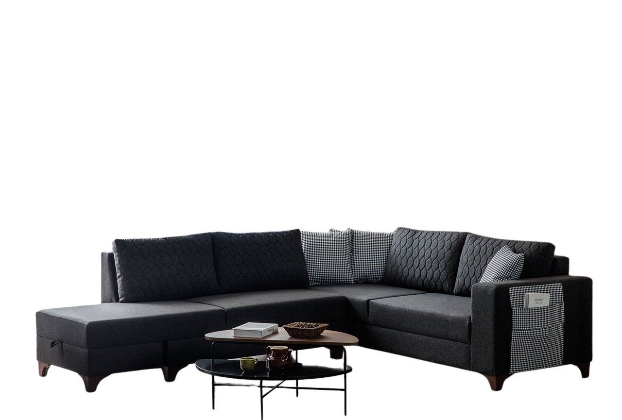Loftia Hörnsoffa-bäddsoffa 230x90x150 cm - Antracitgrå