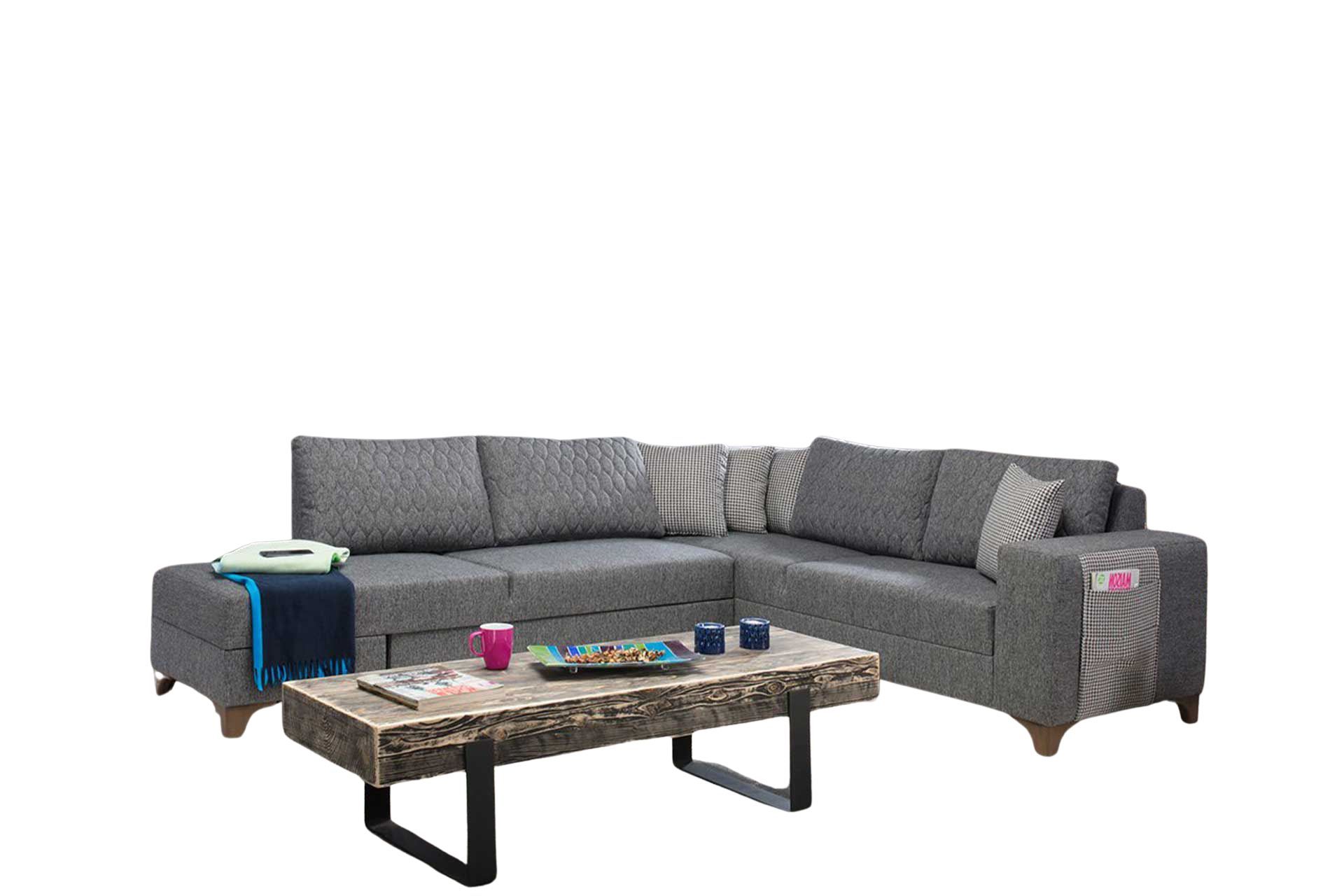 Loftia Hörnsoffa-bäddsoffa 230x90x150 cm - Grå