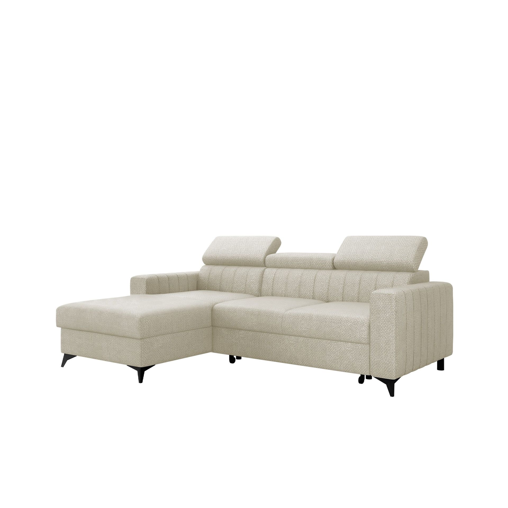 Milano 3-sits B&auml;ddsoffa divan v&auml;nster med f&ouml;rvaring - Beige