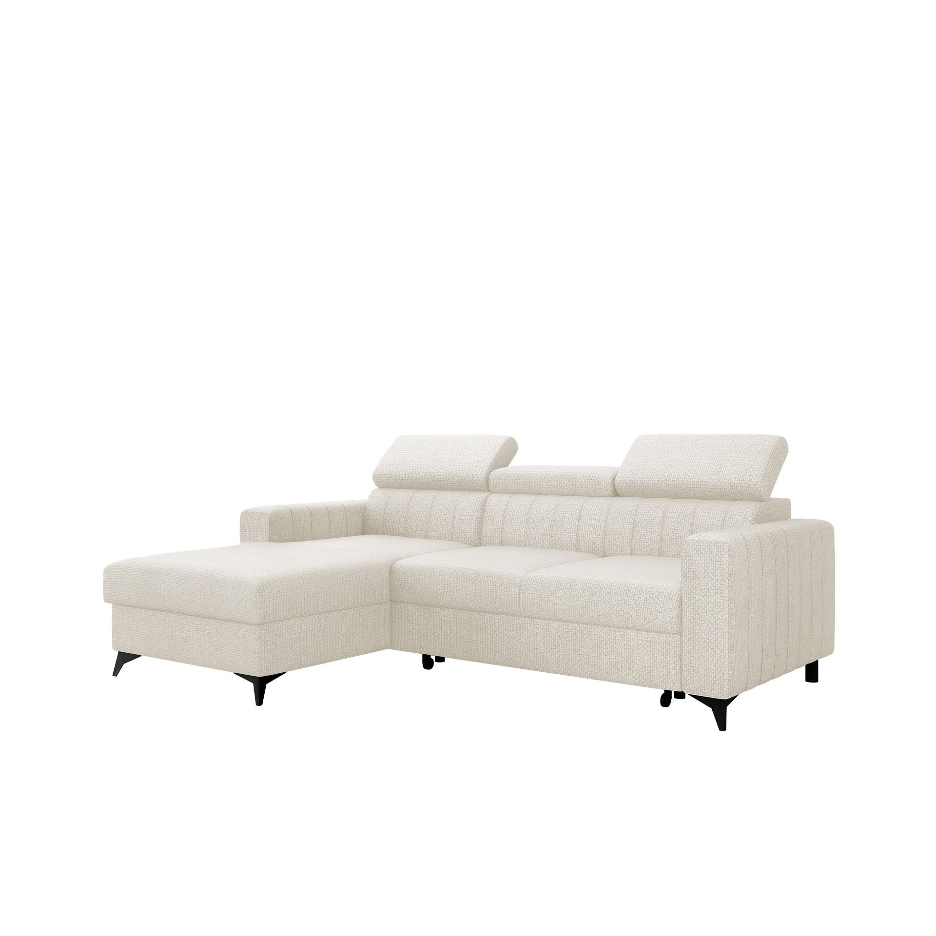 Milano 3-sits B&auml;ddsoffa divan v&auml;nster med f&ouml;rvaring - beige